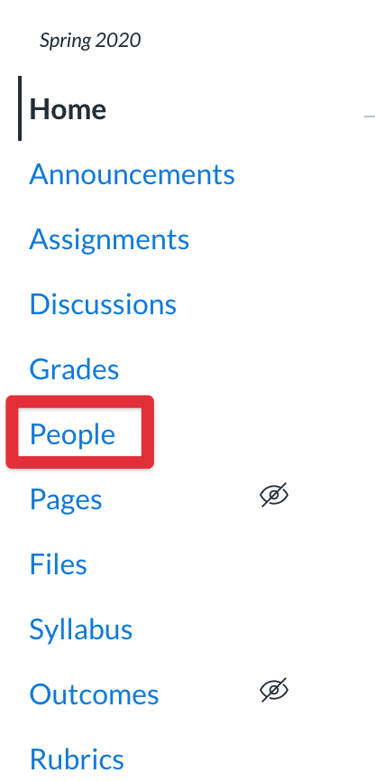 A screenshot of the Canvas People feature to view the roster