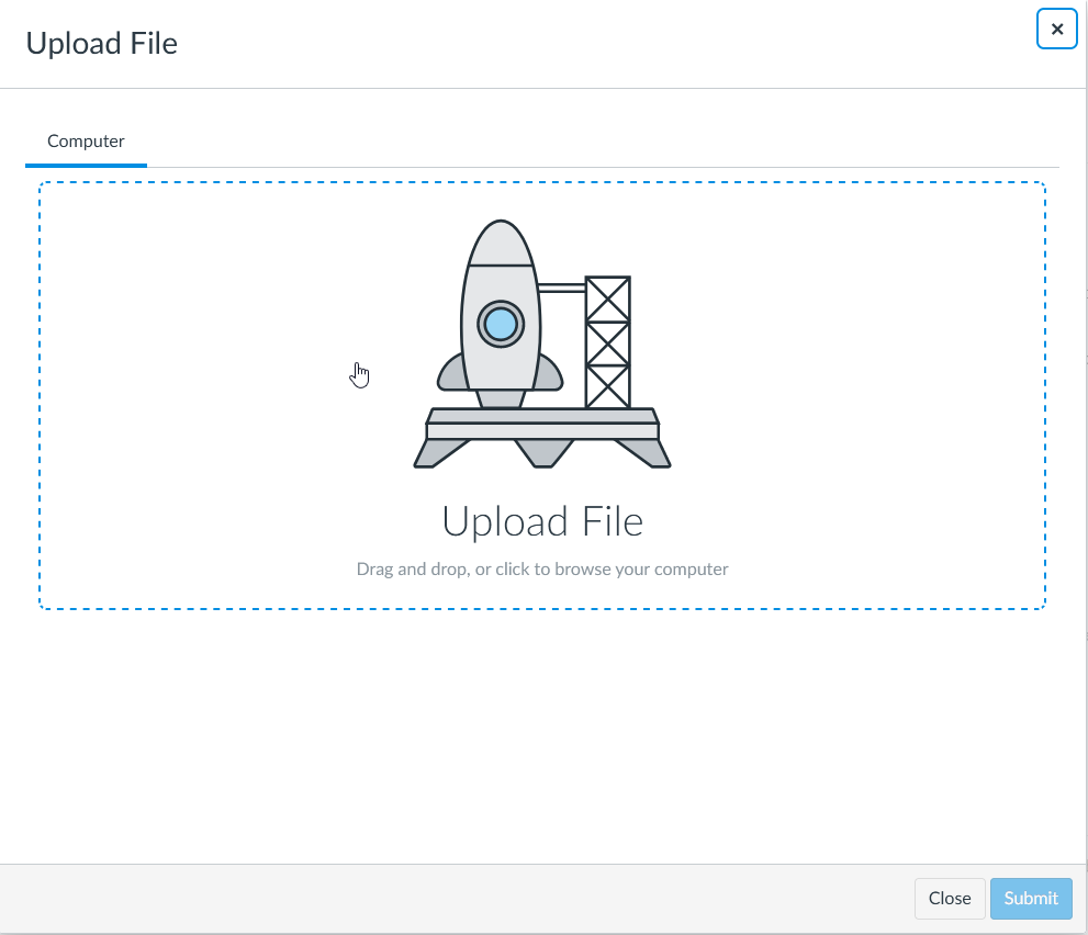 Screenshot of the Document upload process for Canvas