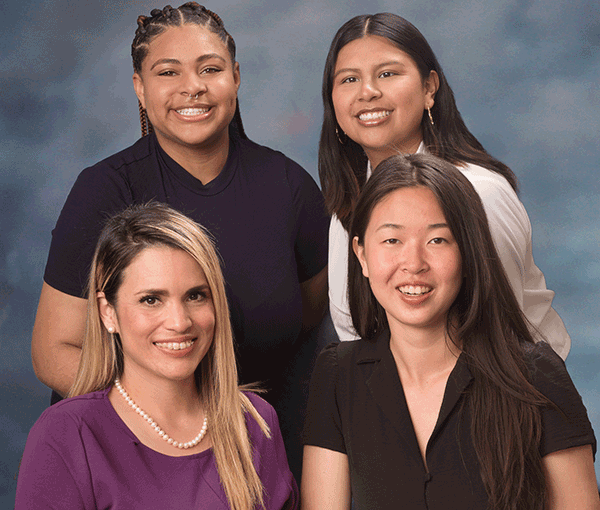 Four student trustees in a professional portrait photo