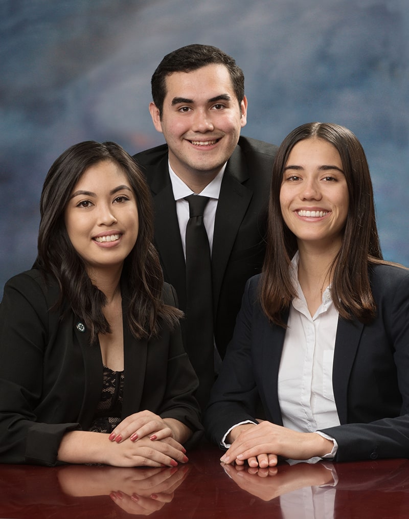 Alana Mahal Bermodes of Miramar College, Andrew Leal of City College and Sofia Castellani-Staedler of Mesa College.