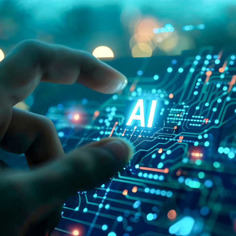 A blue digital AI
