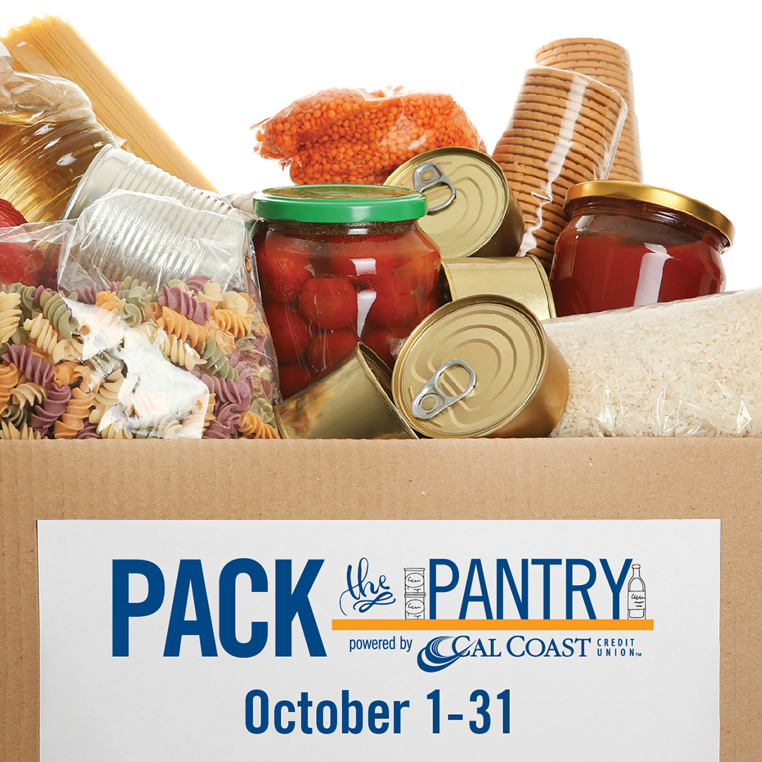 A box of food. Text reads pack the pantry October 1 through 31