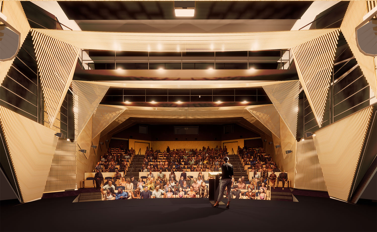 A rendering of the interior of the planned theater renovation