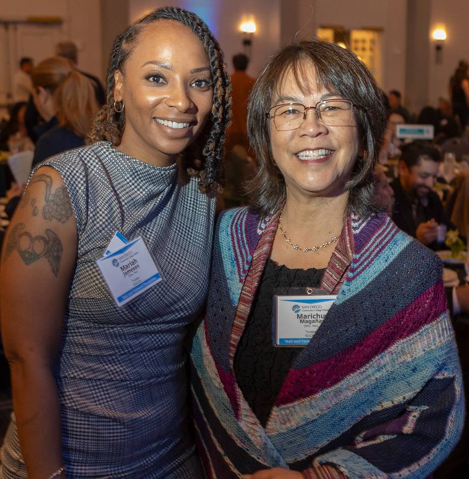 Trustees Mariah Jameson and Marichu Magana at a welcome gala