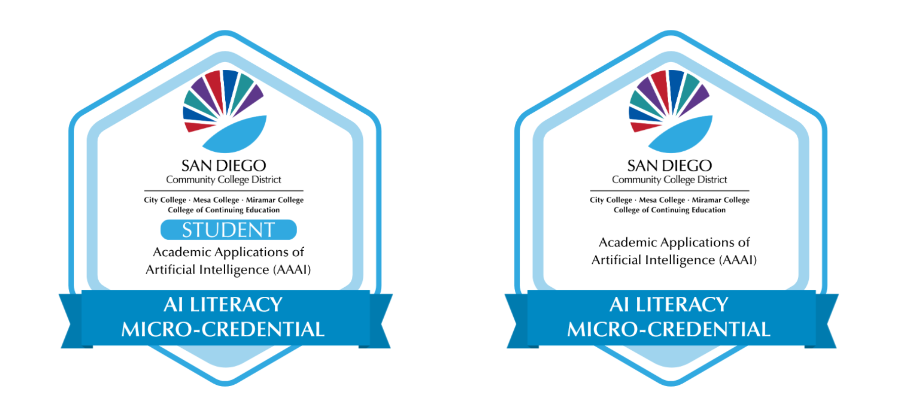 Two badges for microcredentials for students and staff