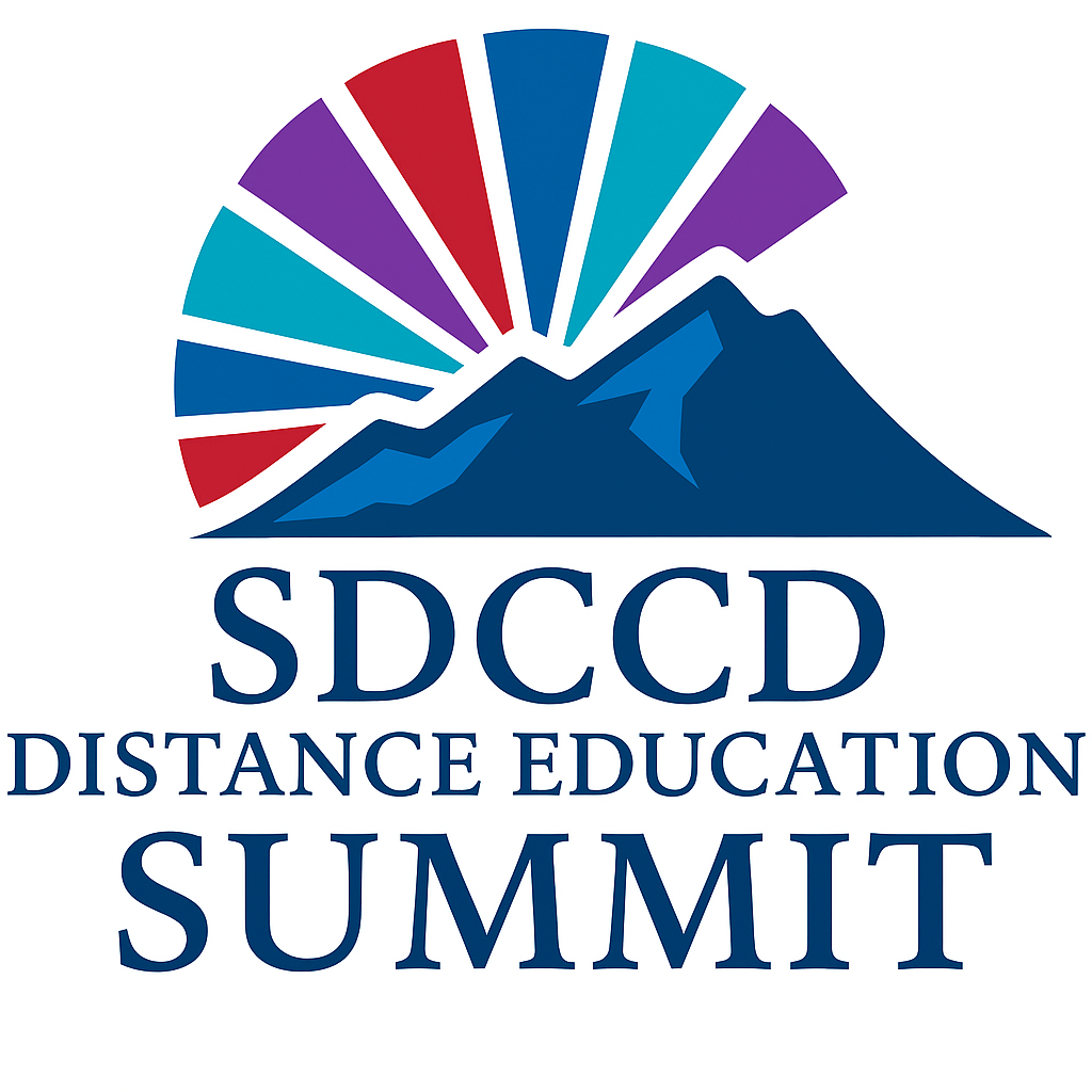 The SDCCD Logo with a mountain for the DE Summit