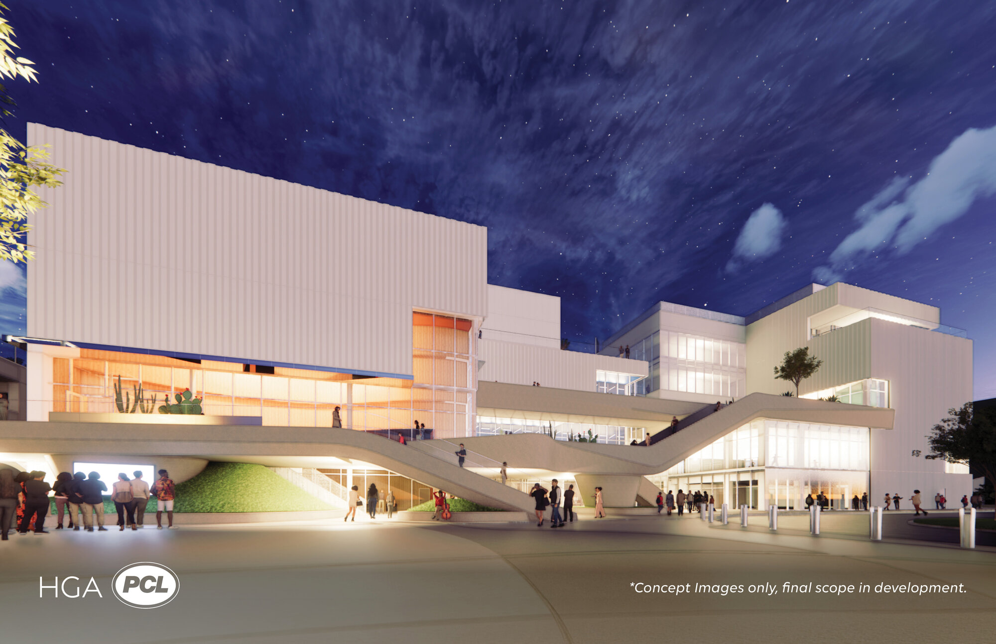 Mesa PAC Nightime Full Building