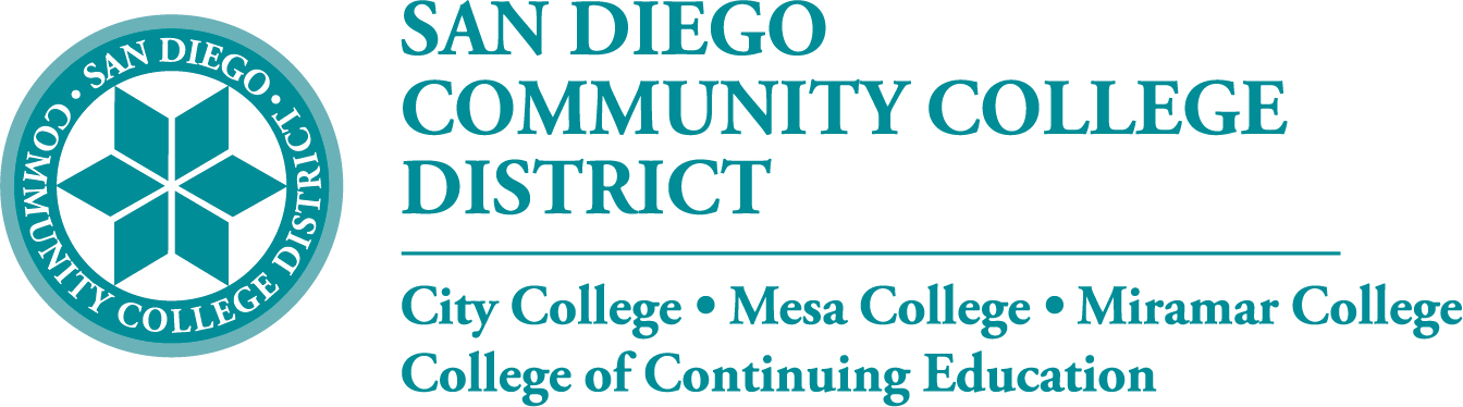 Color district seal with district name and colleges to the right