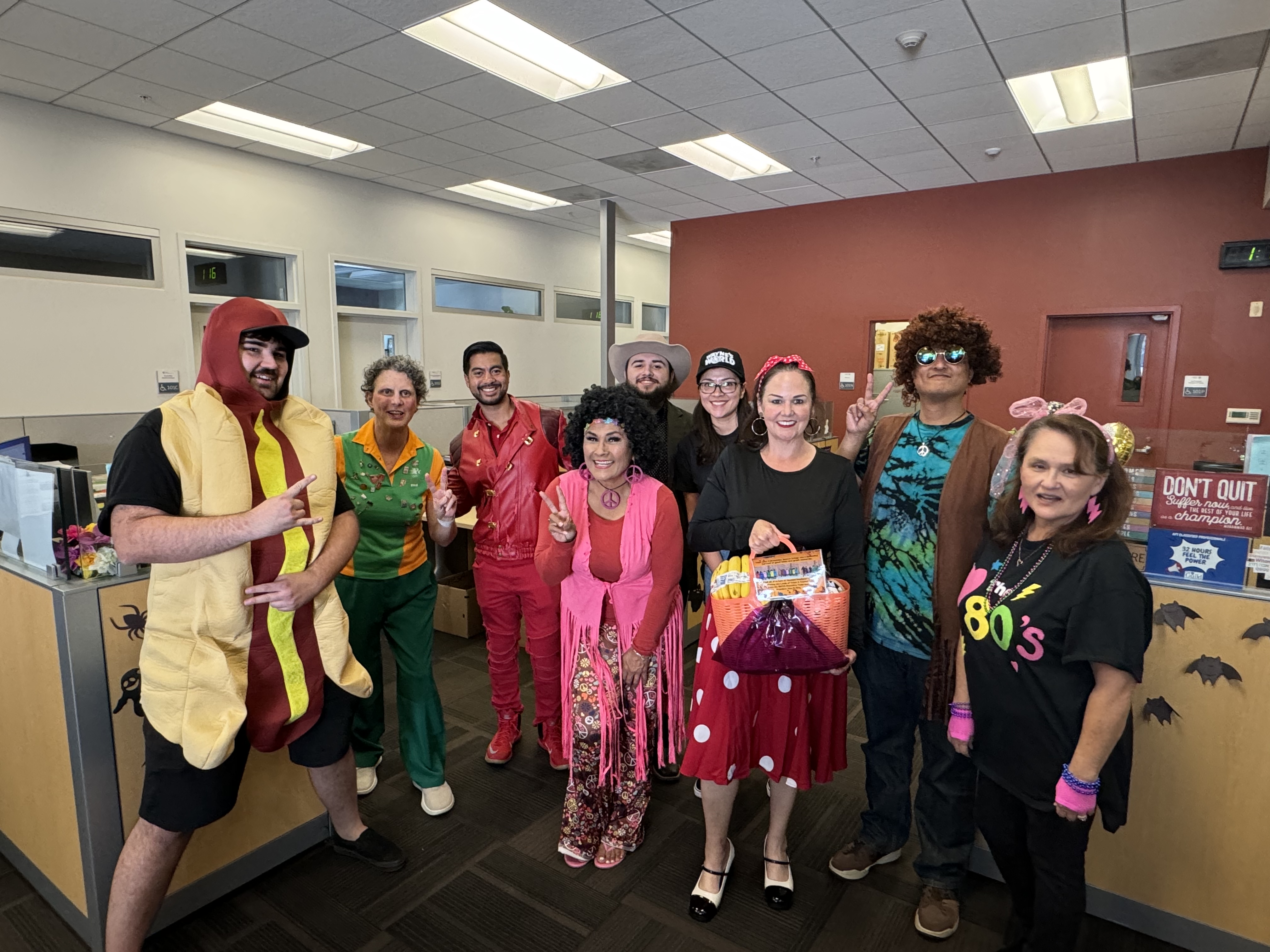 Students and employees dress up for Halloween.