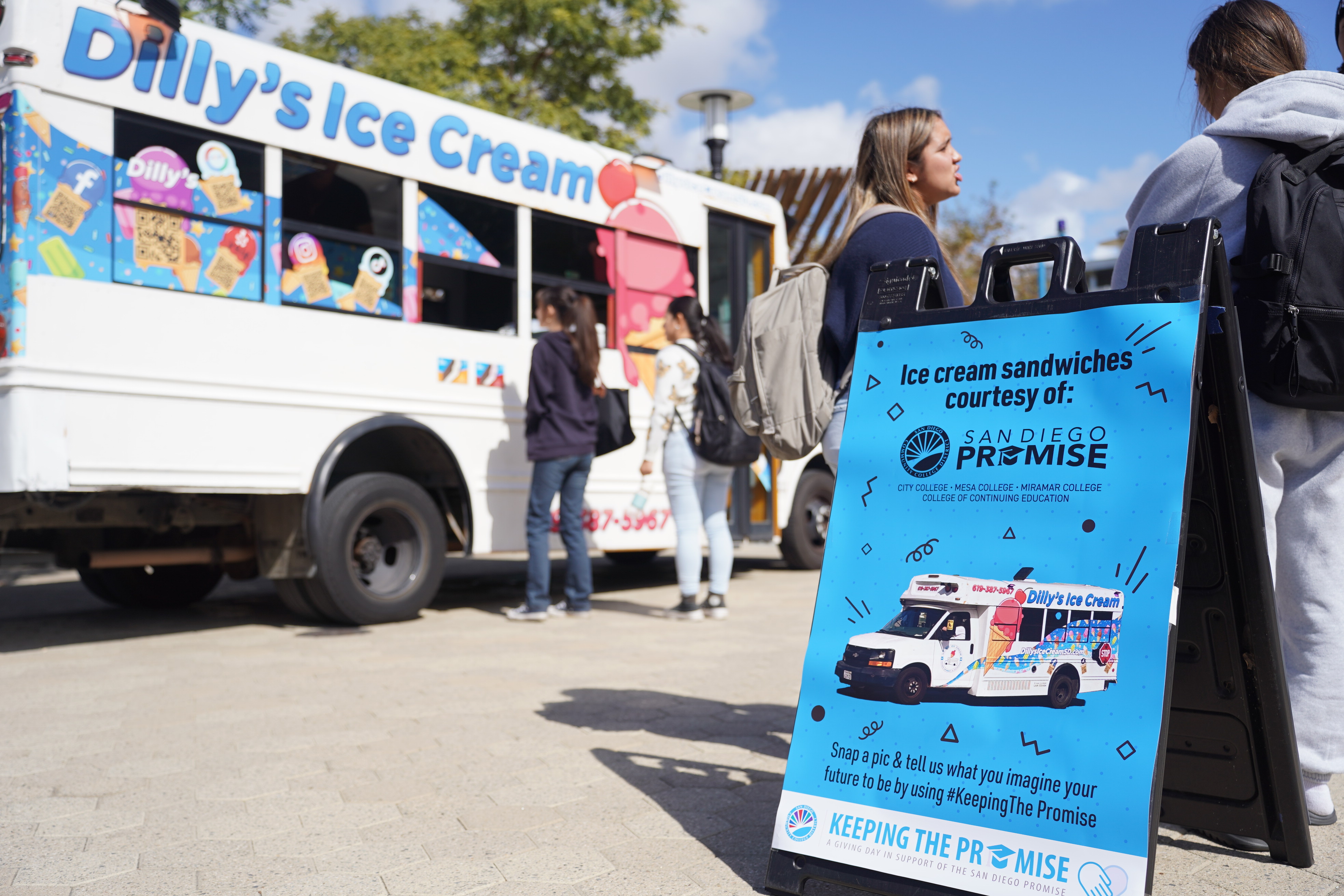 Dilly's Ice Cream truck visited all four colleges on Tuesday, October 29, 2024 to hand out free ice cream to students.