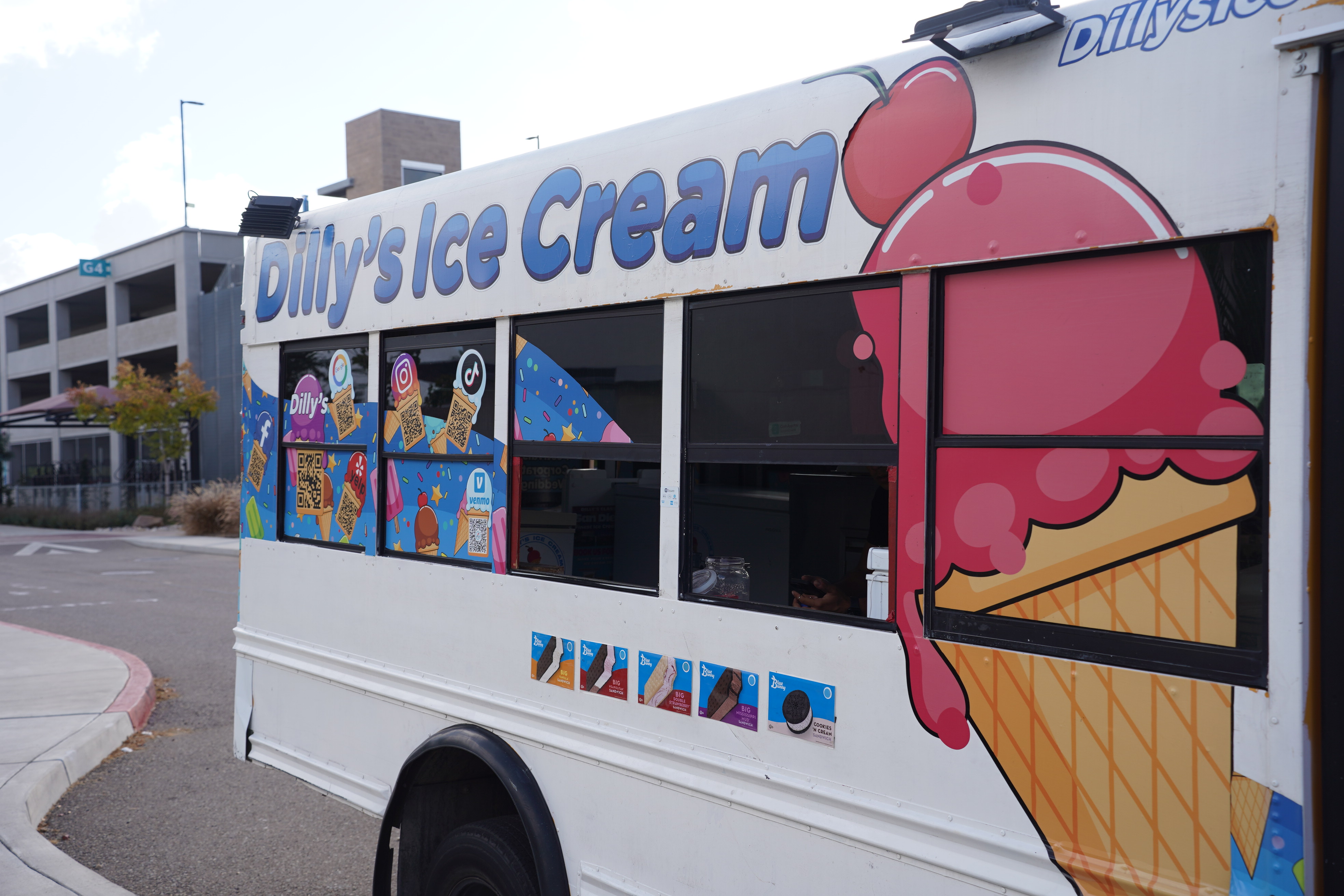 Dilly's Ice Cream truck visited all four colleges to hand out free ice cream to students.
