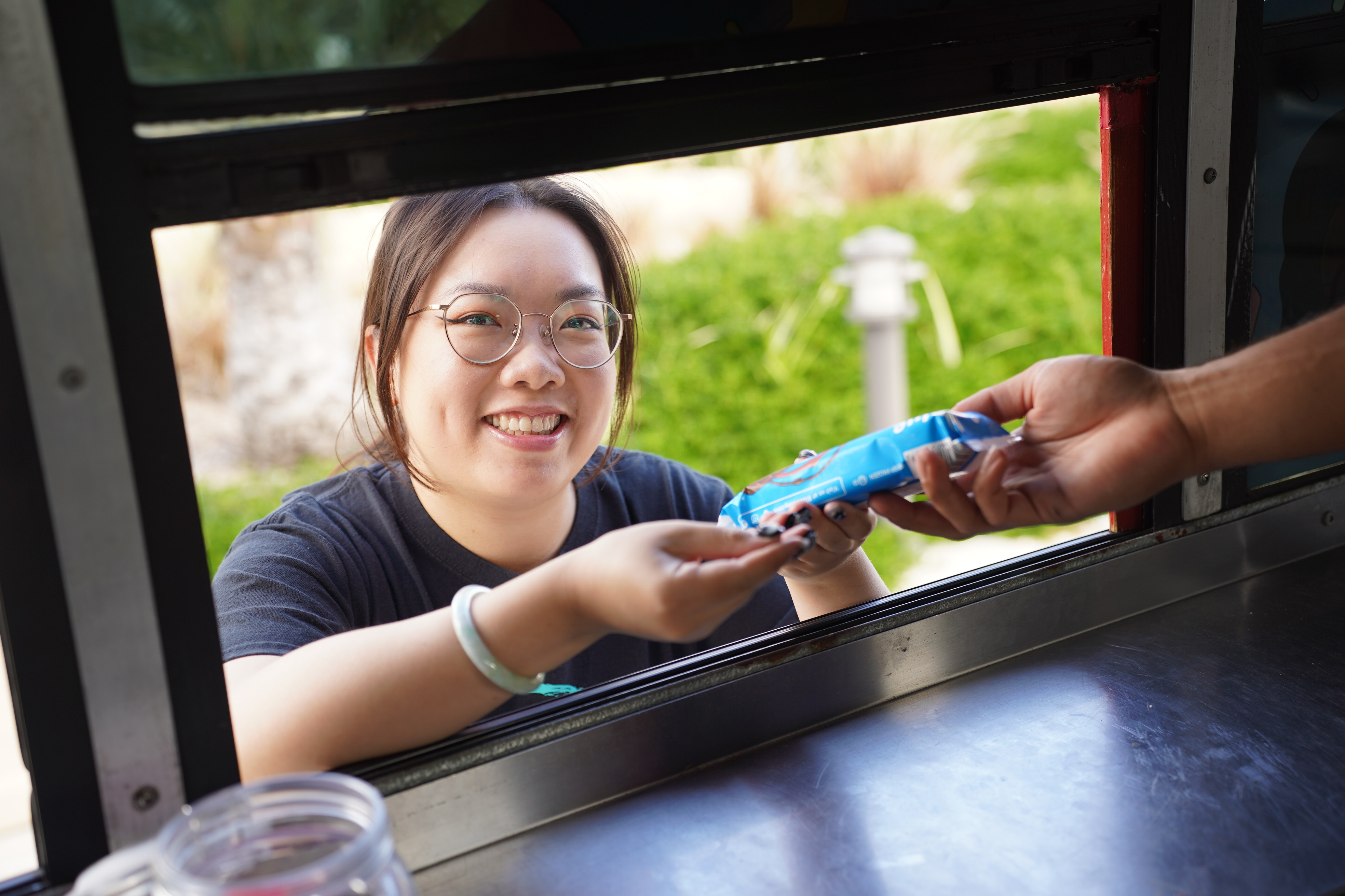 Dilly's Ice Cream truck visited all four colleges to hand out free ice cream to students.