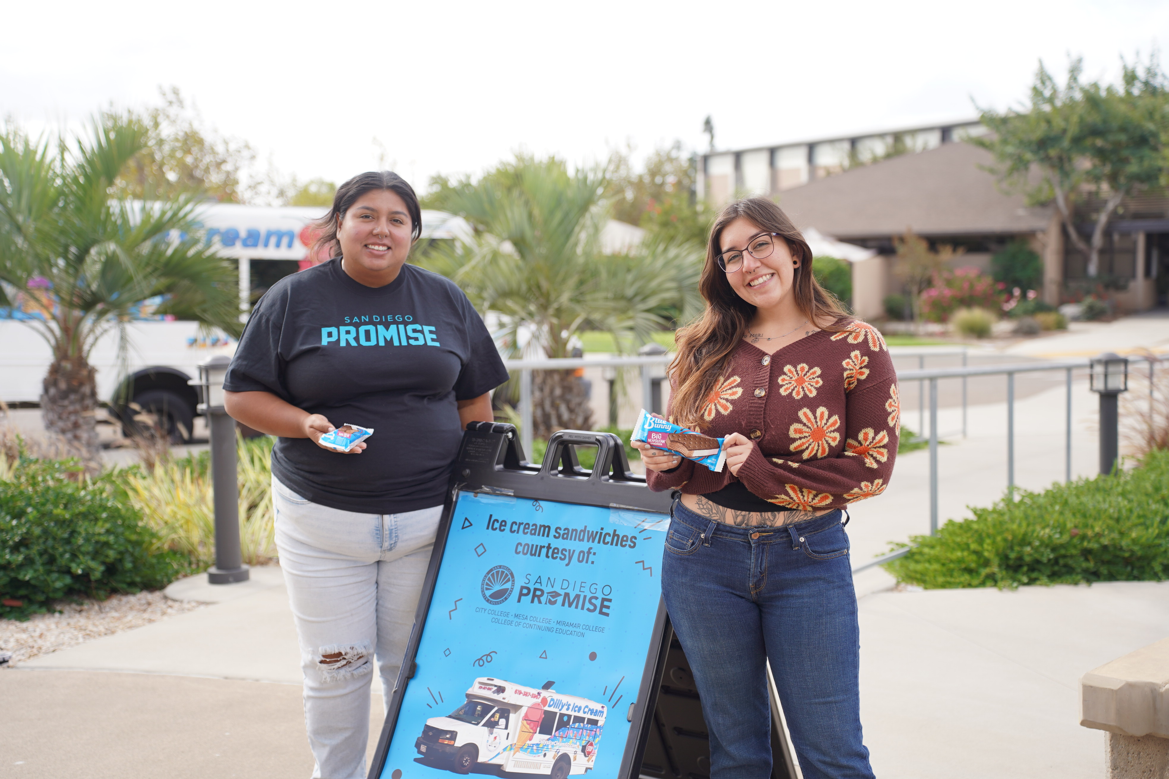 Dilly's Ice Cream truck visited all four colleges to hand out free ice cream to students.