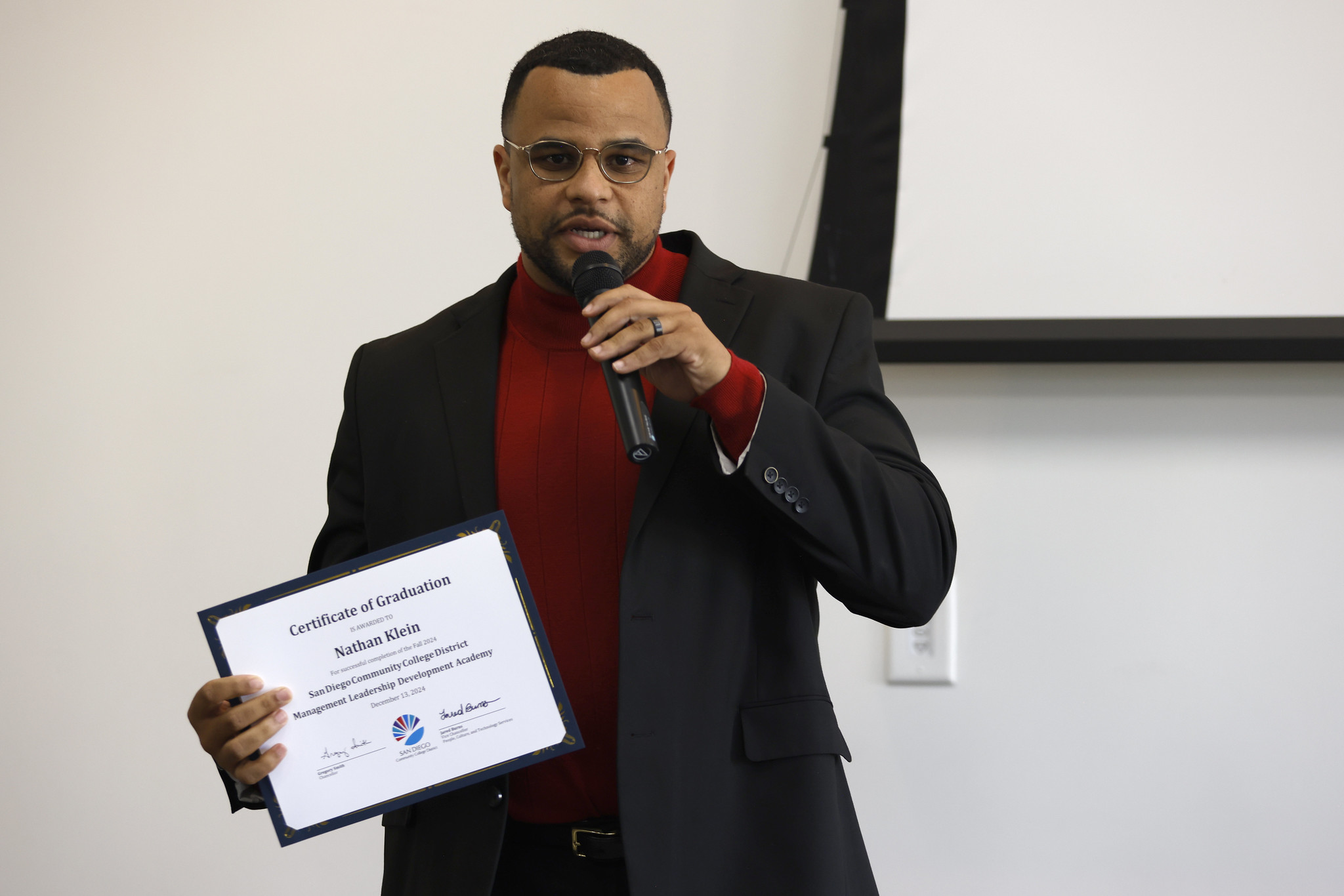 
Nathan Klein receives his certificate.
