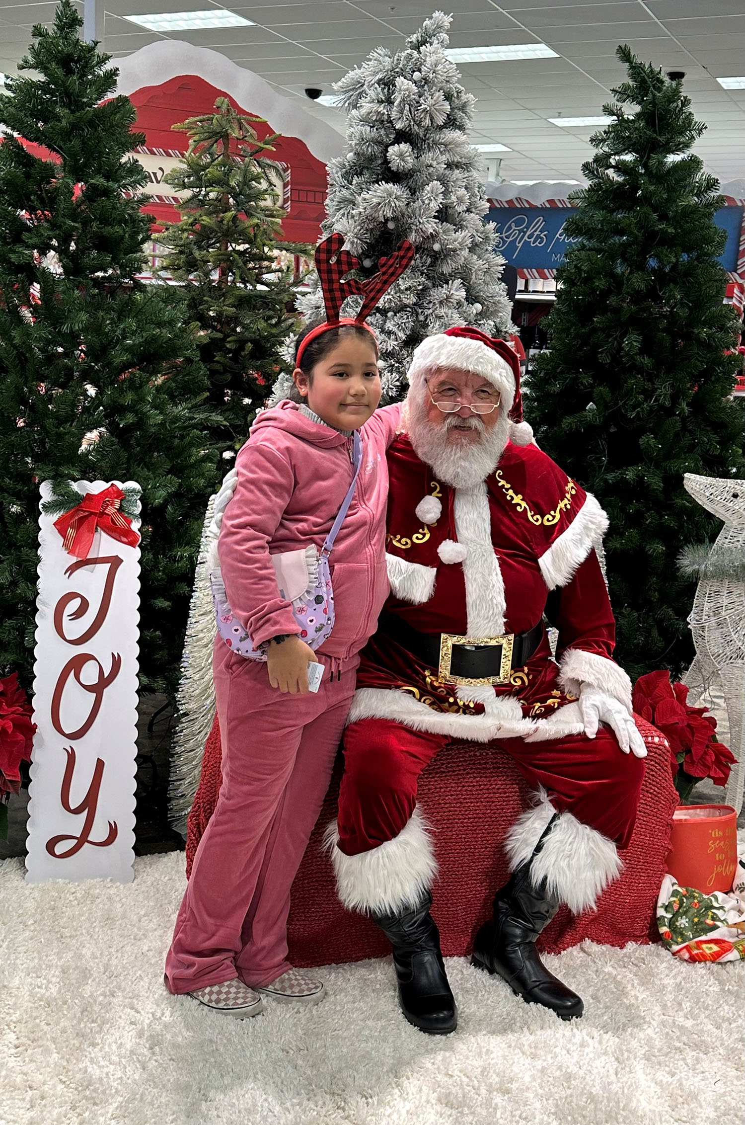 A child with Santa.