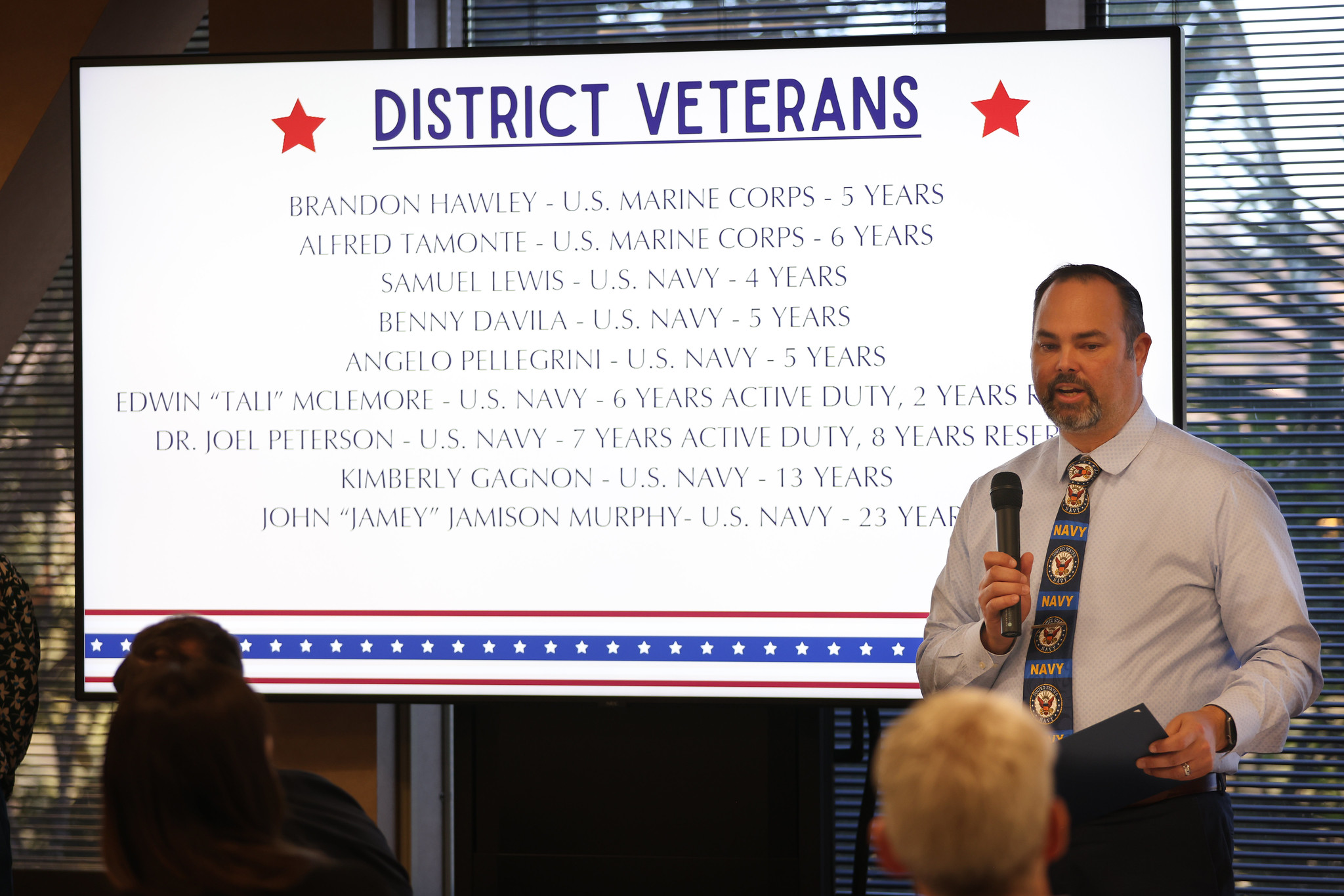 Veteran Jamey Murphy speaks at the event.