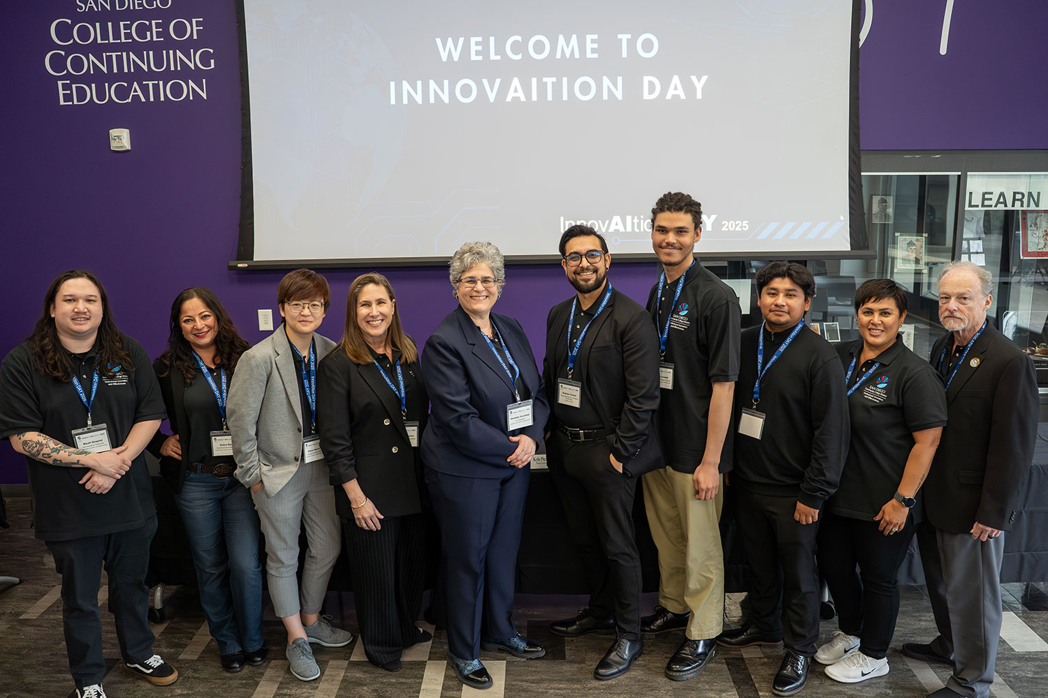 
Nine Institutional Innovation and Effectiveness employees with Vice Chancellor Michelle Fischthal
