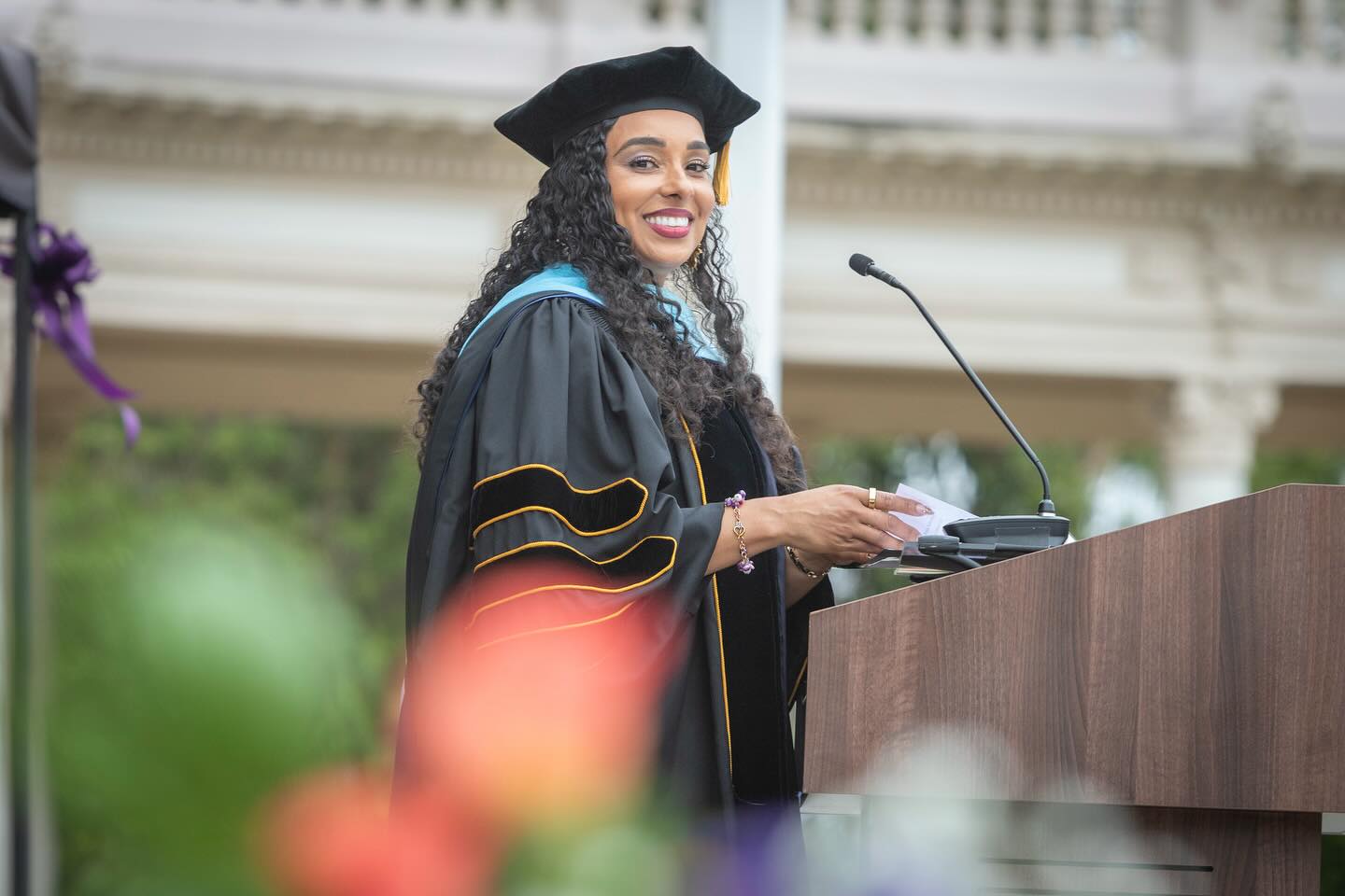 
College of Continuing Education President Tina King speaking at the podium.
