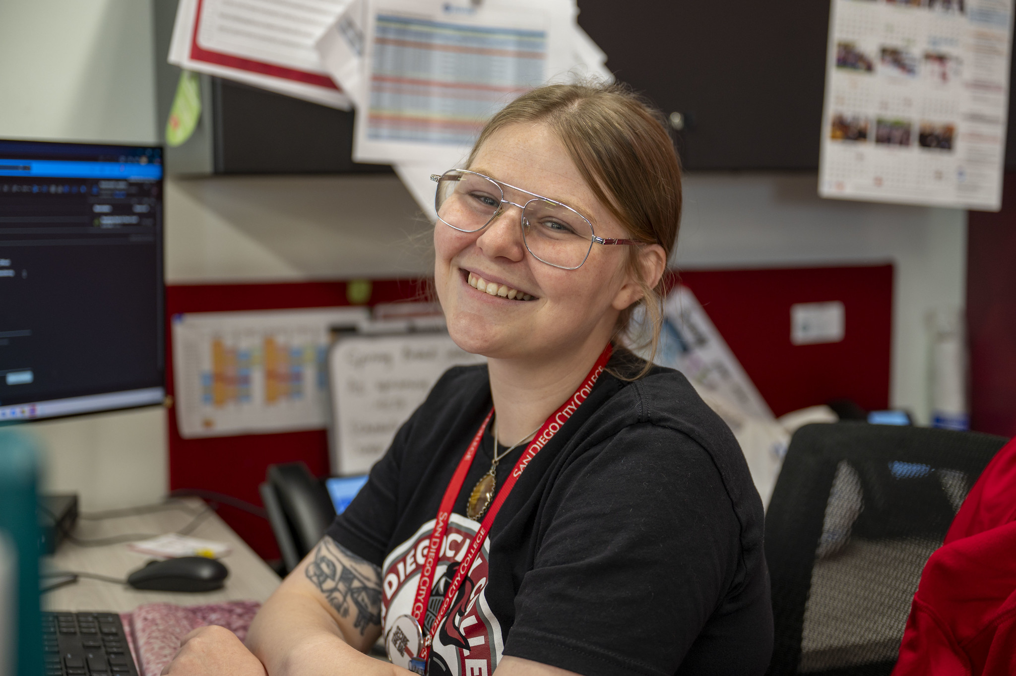
An employee at her desk.&nbsp;

