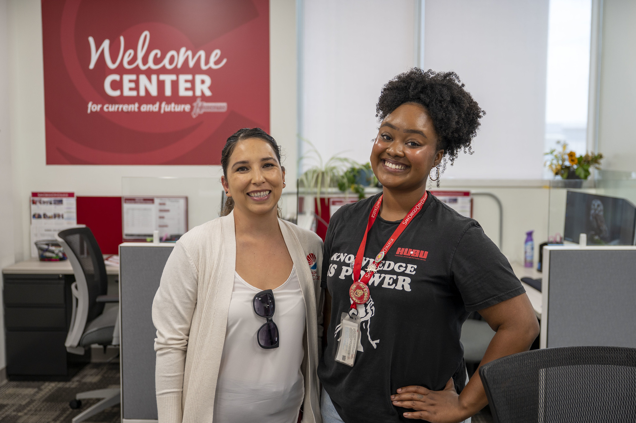 
Two employees at the Welcome Center
