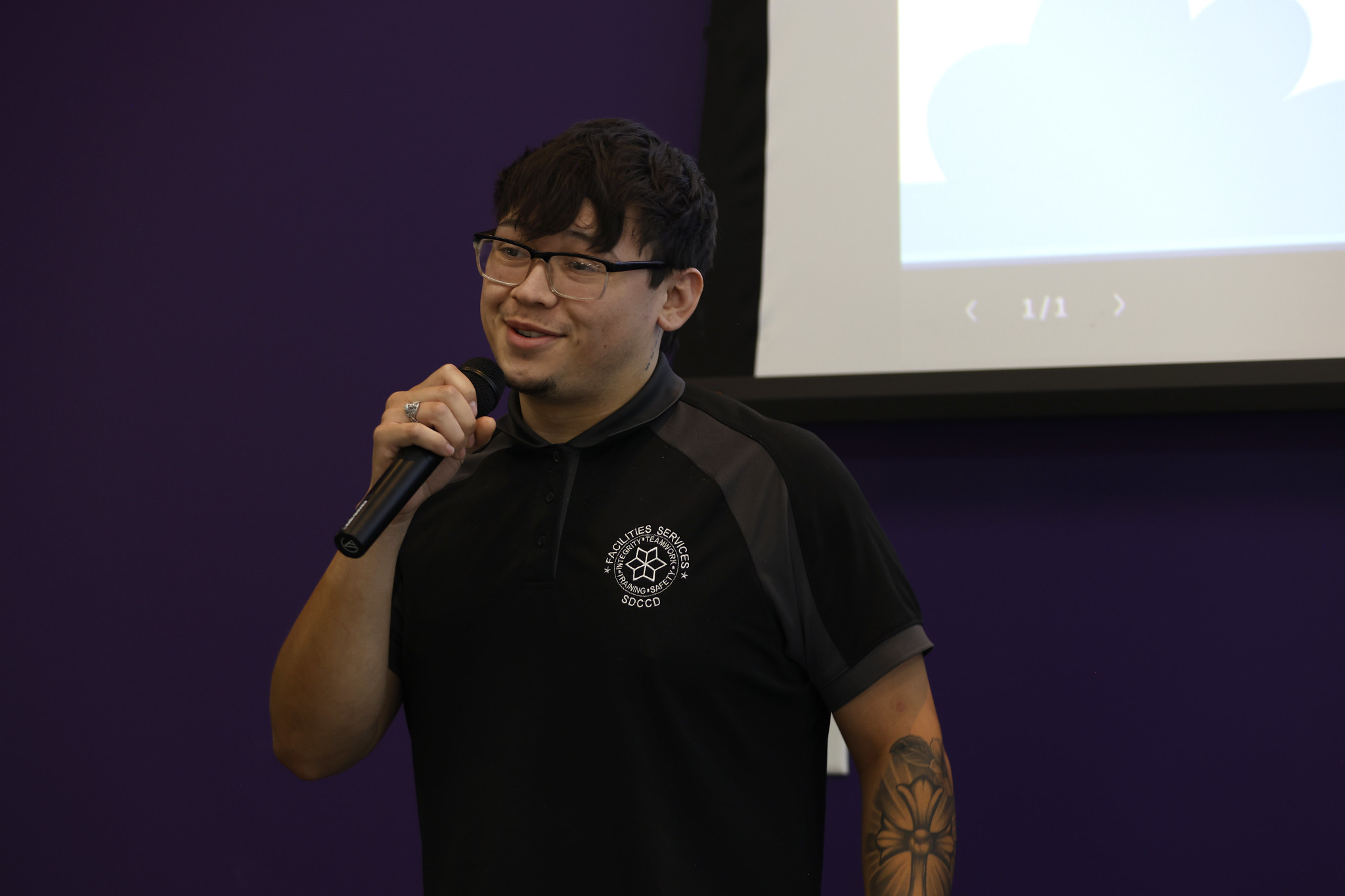 
Joshua Eckert speaks after receiving his certificate.
