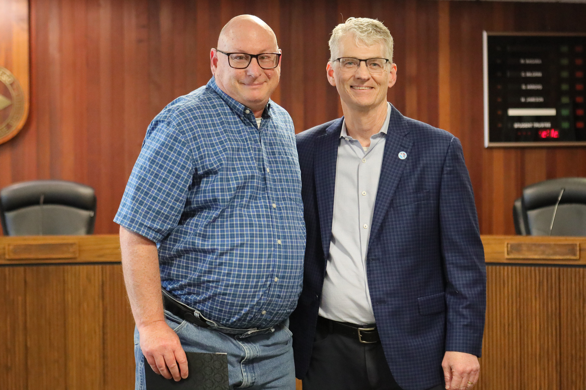 
Two people at the service awards event
