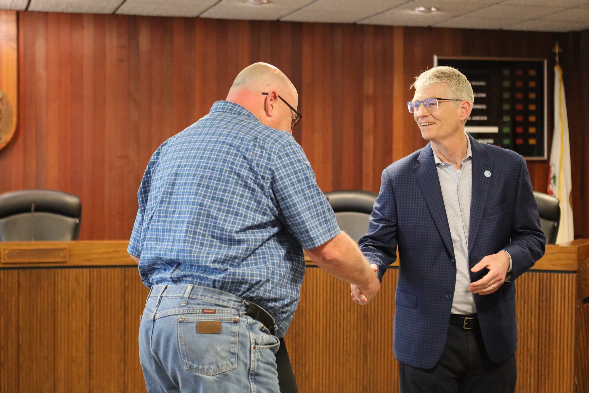
Two people at the service awards event
