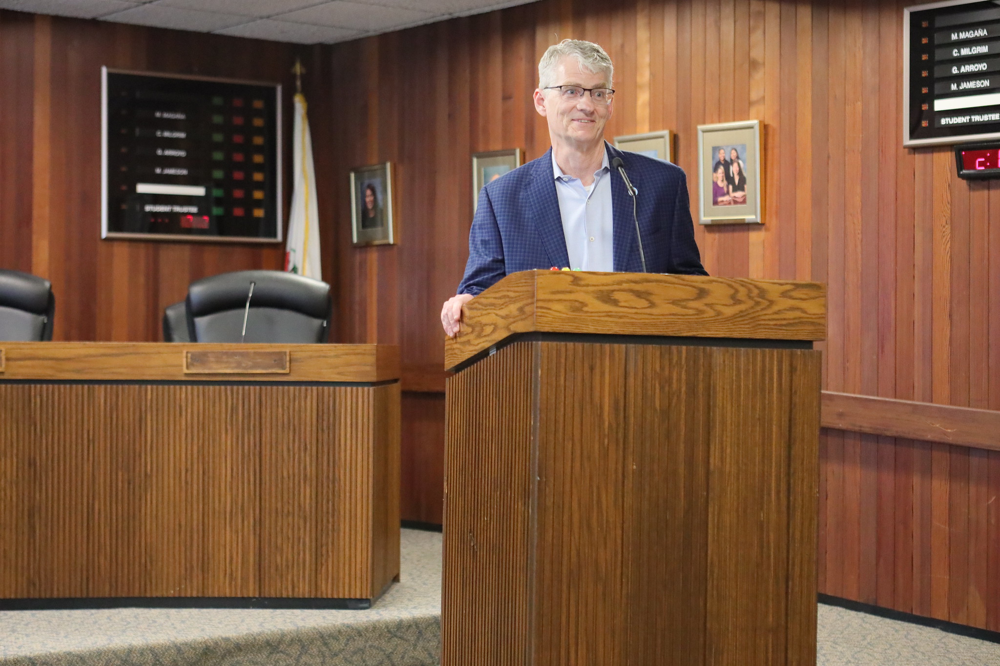 
Vice Chancellor of Finance and Business Services Dan Troy speaks at a podium
