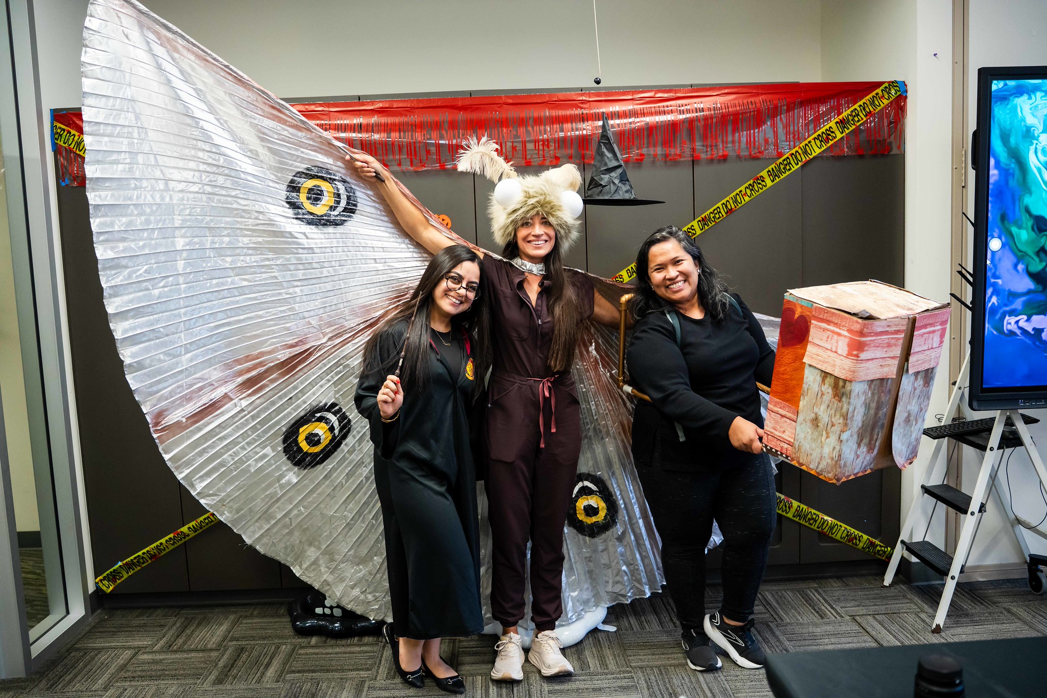 
Three people in Halloween costumes at Mesa College.&nbsp;
