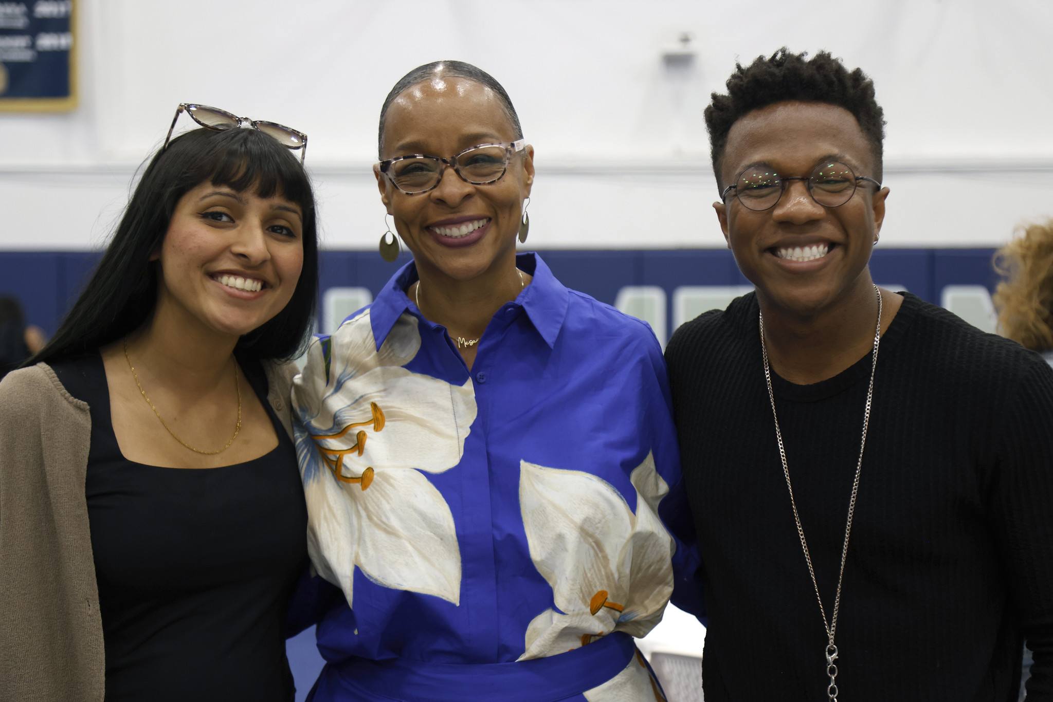 
Mesa College President Ashanti Hands with two honors students at the Honors Luncheon.

