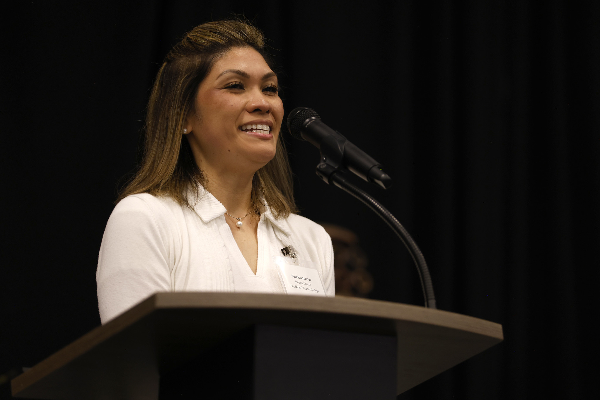 
A student speaks at the podium.

