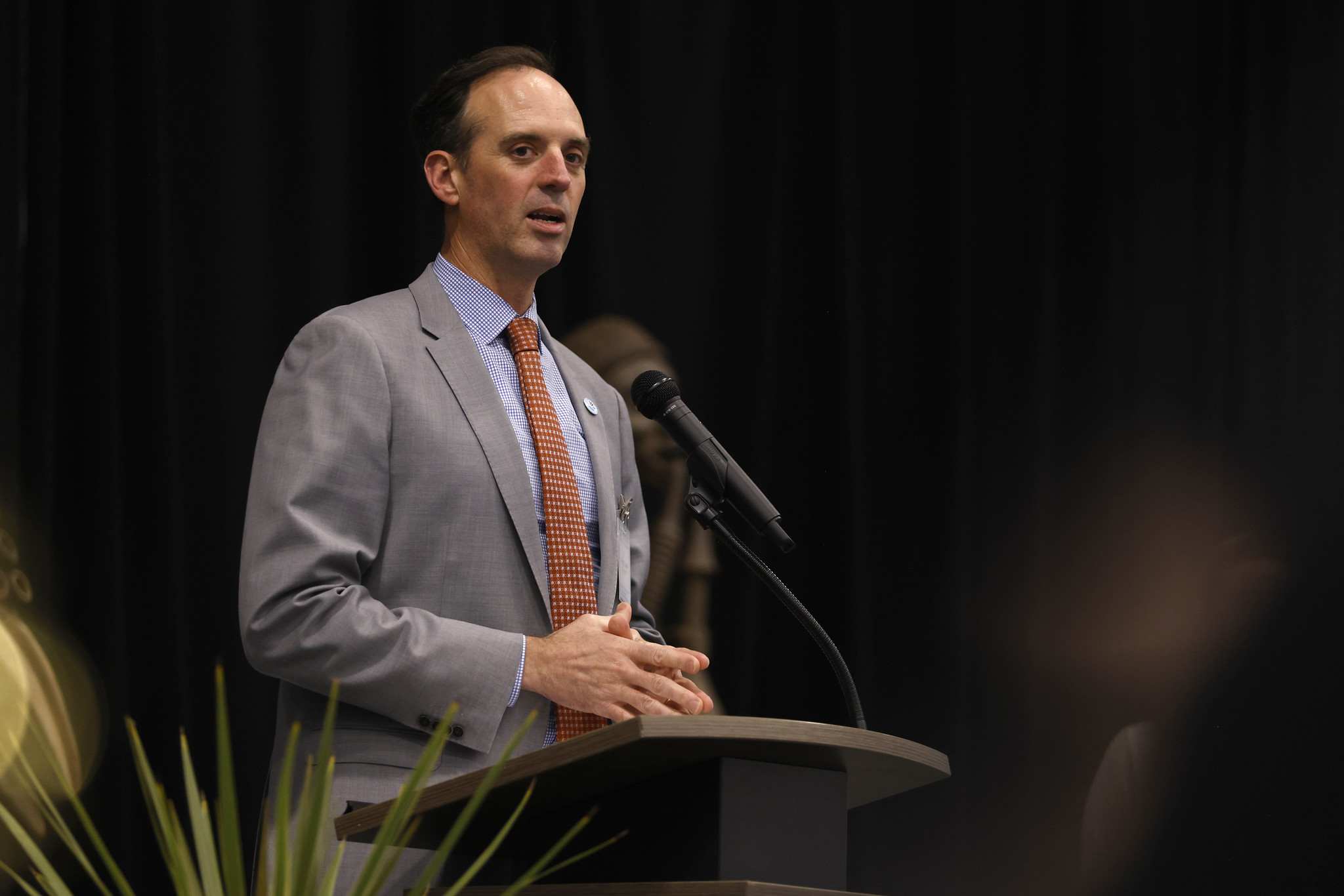 
Chancellor Gregory Smith speaking at a podium.
