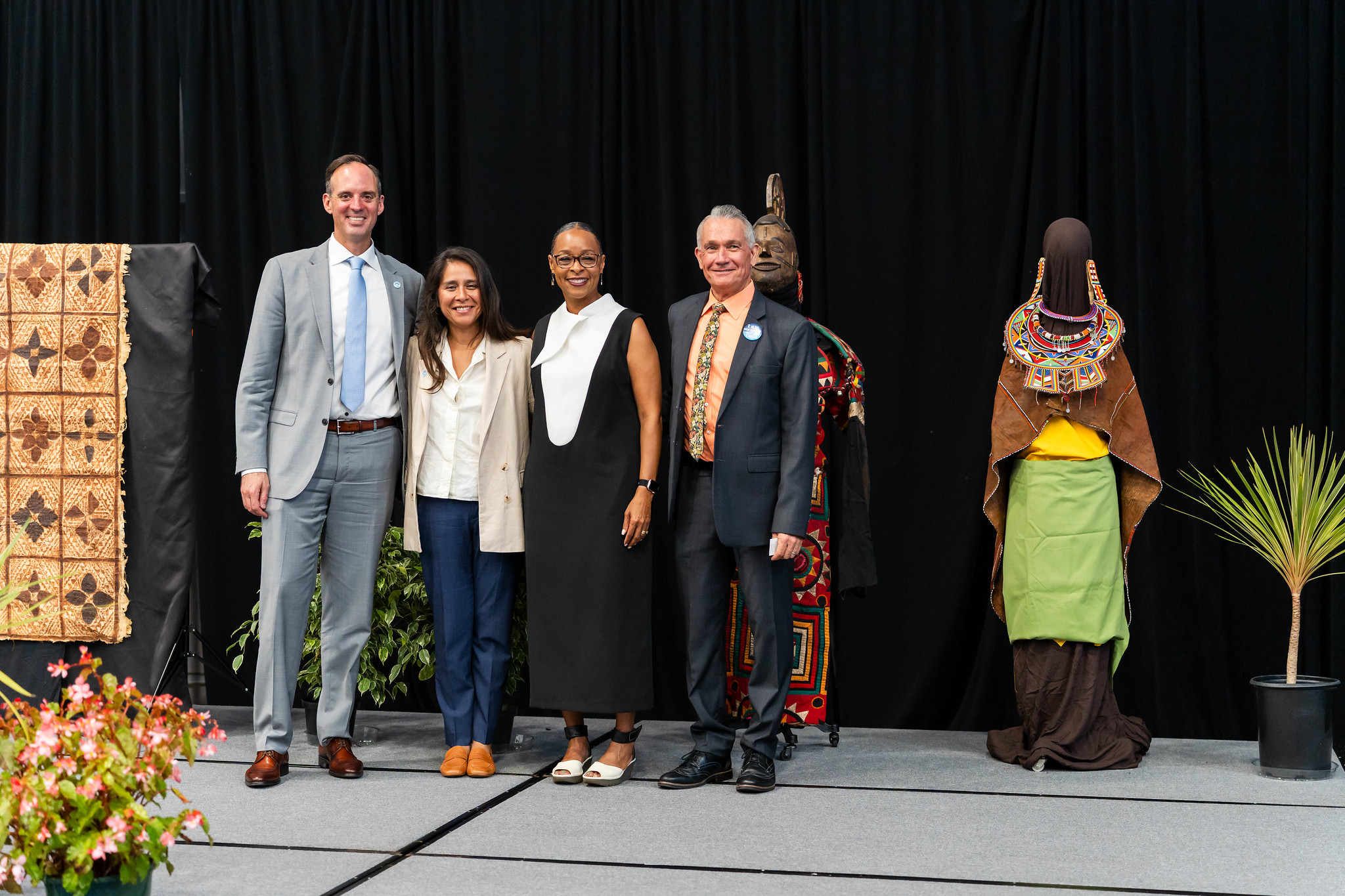 
From left, Chancellor Gregory Smith, Board President Geysil Arroyo, Mesa President Ashanti Hands, AFT President Jim Mahler.
