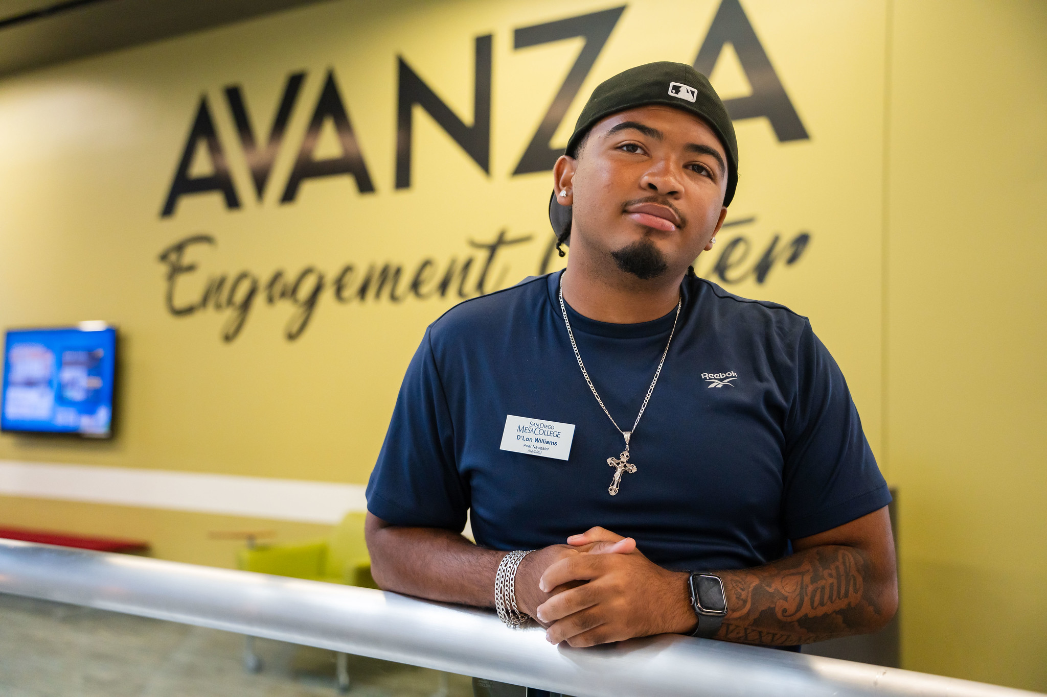 
A worker outside the Avanza Engagement Center on campus.
