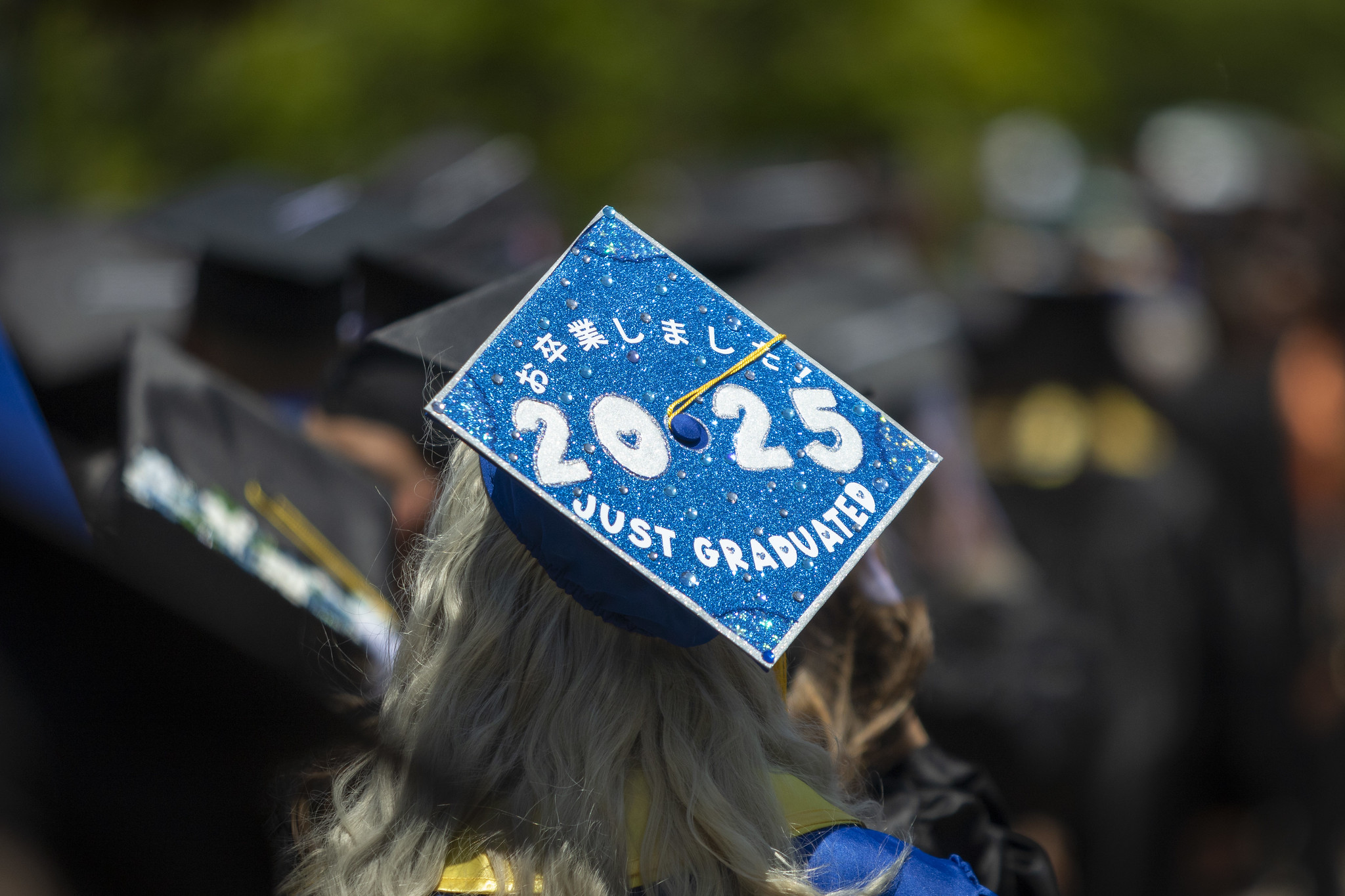 
A blue graduation cap says 2025 Just Graduated.

