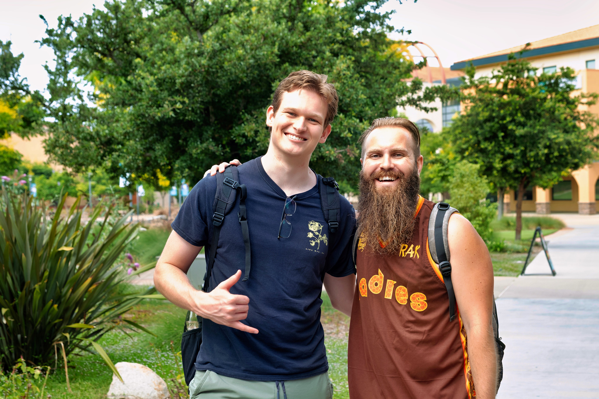 
Two students on campus during the first week of classes.

