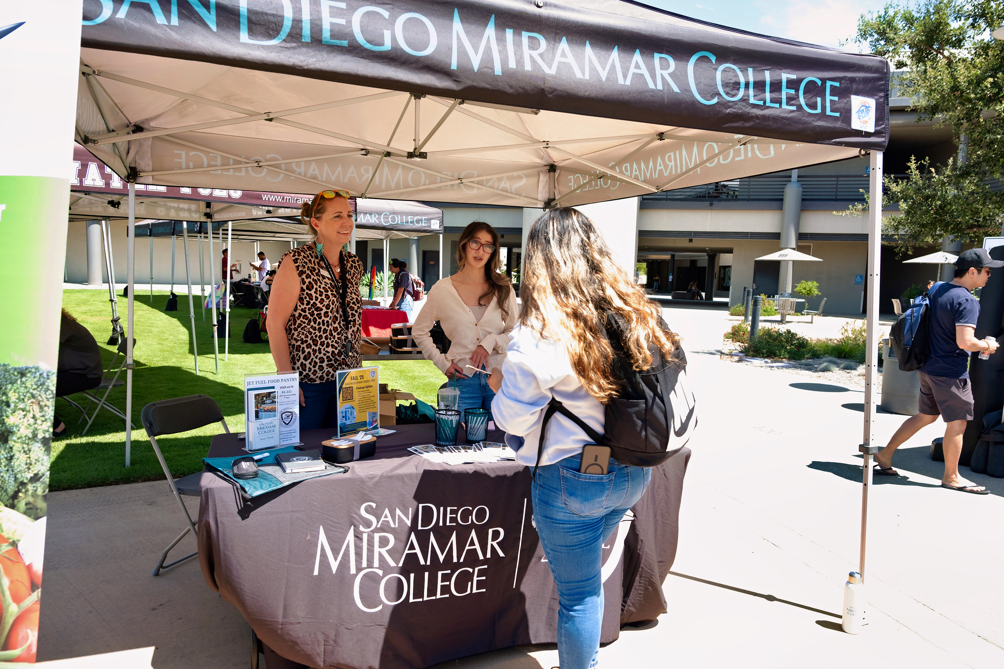 
A student stops by a welcome tent.
