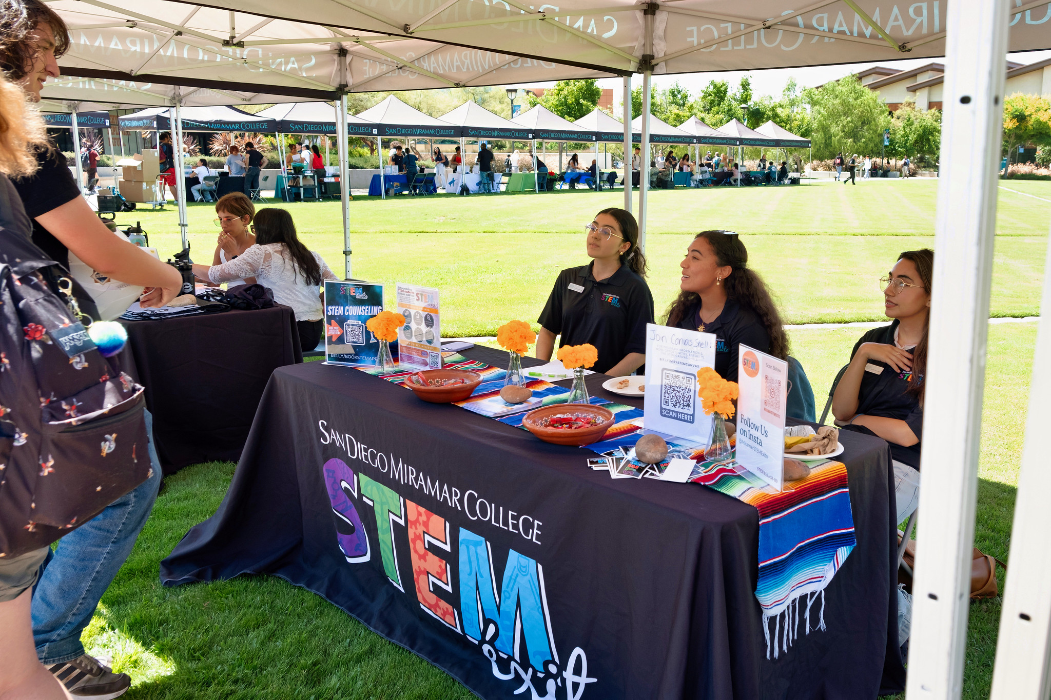 
Students stop by the STEM welcome tent.
