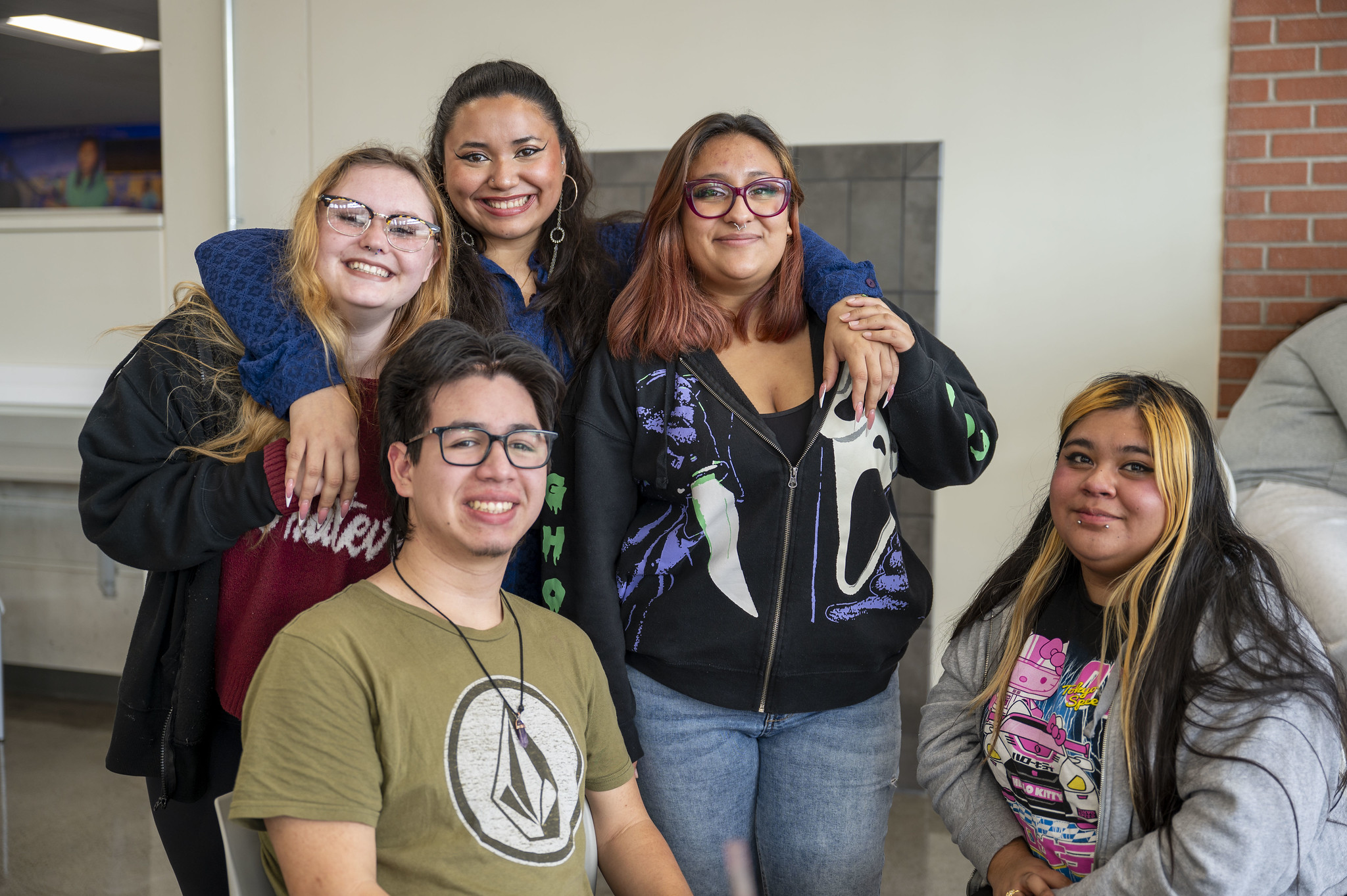 
Five students hanging out at City College.
