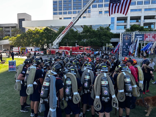 
Cadets gather at the entrance of the stair climb.
