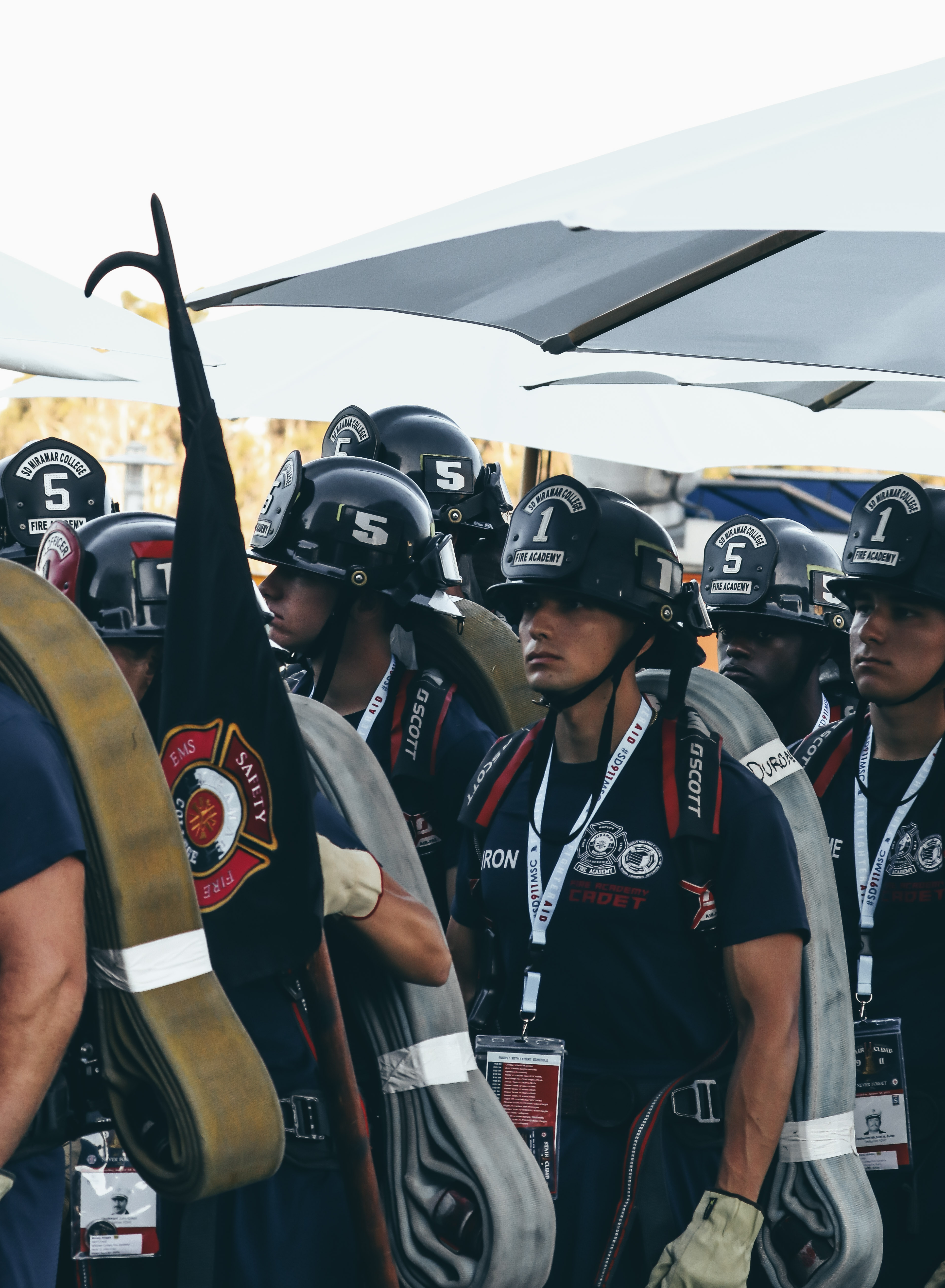 
Cadets gather at the entrance of the stair climb.
