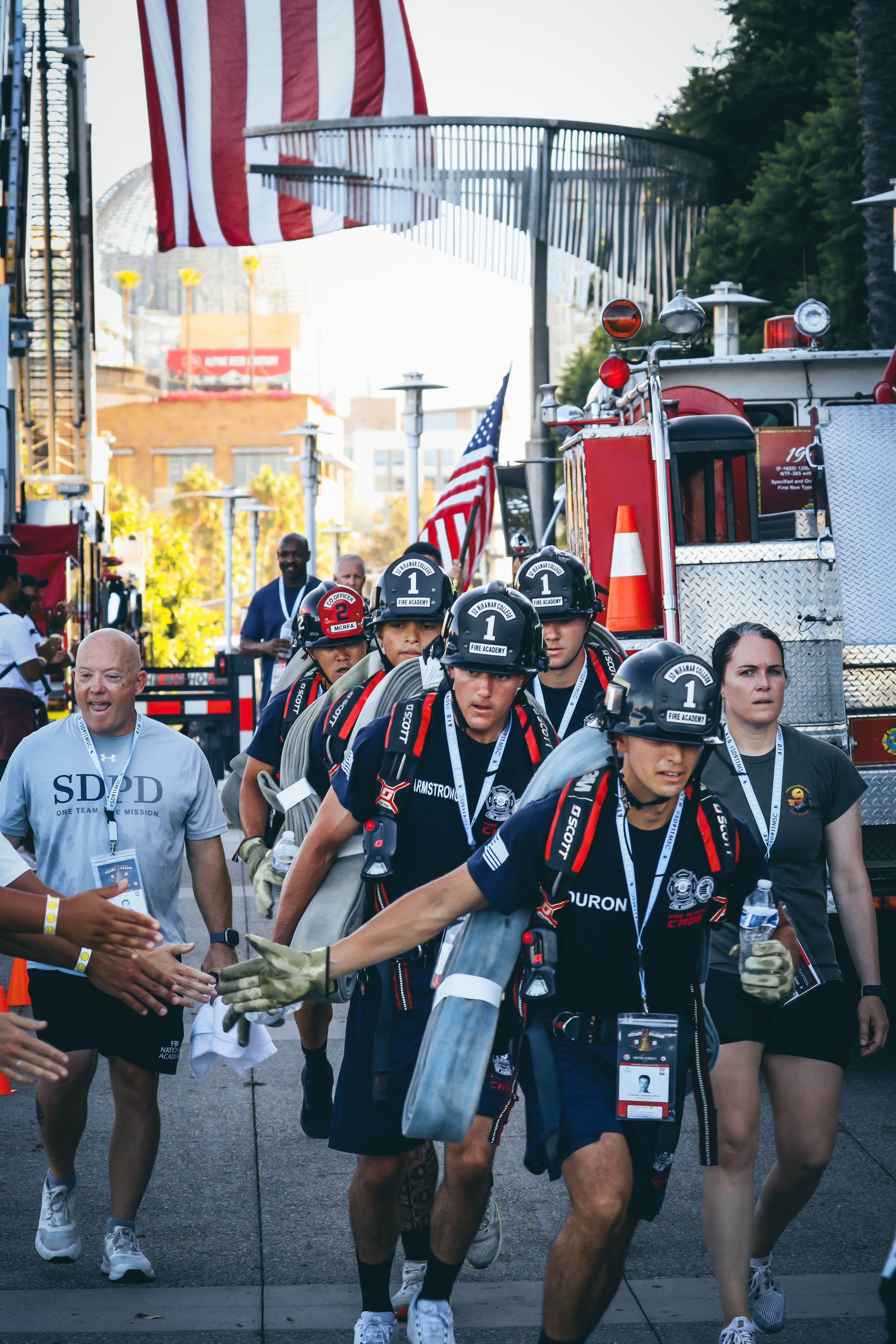 
Five cadets near the finish line.
