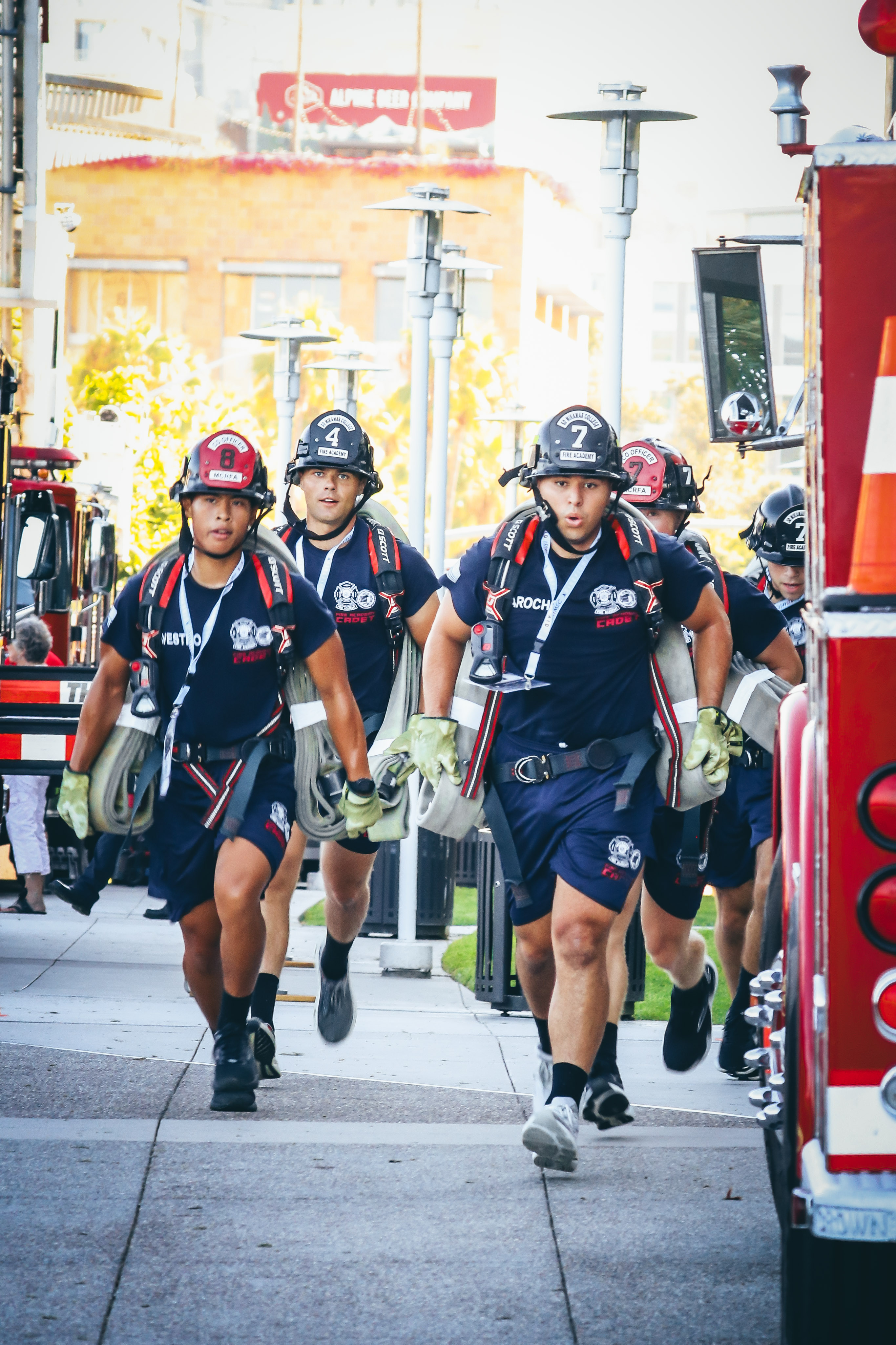 
Four cadets near the finish line.
