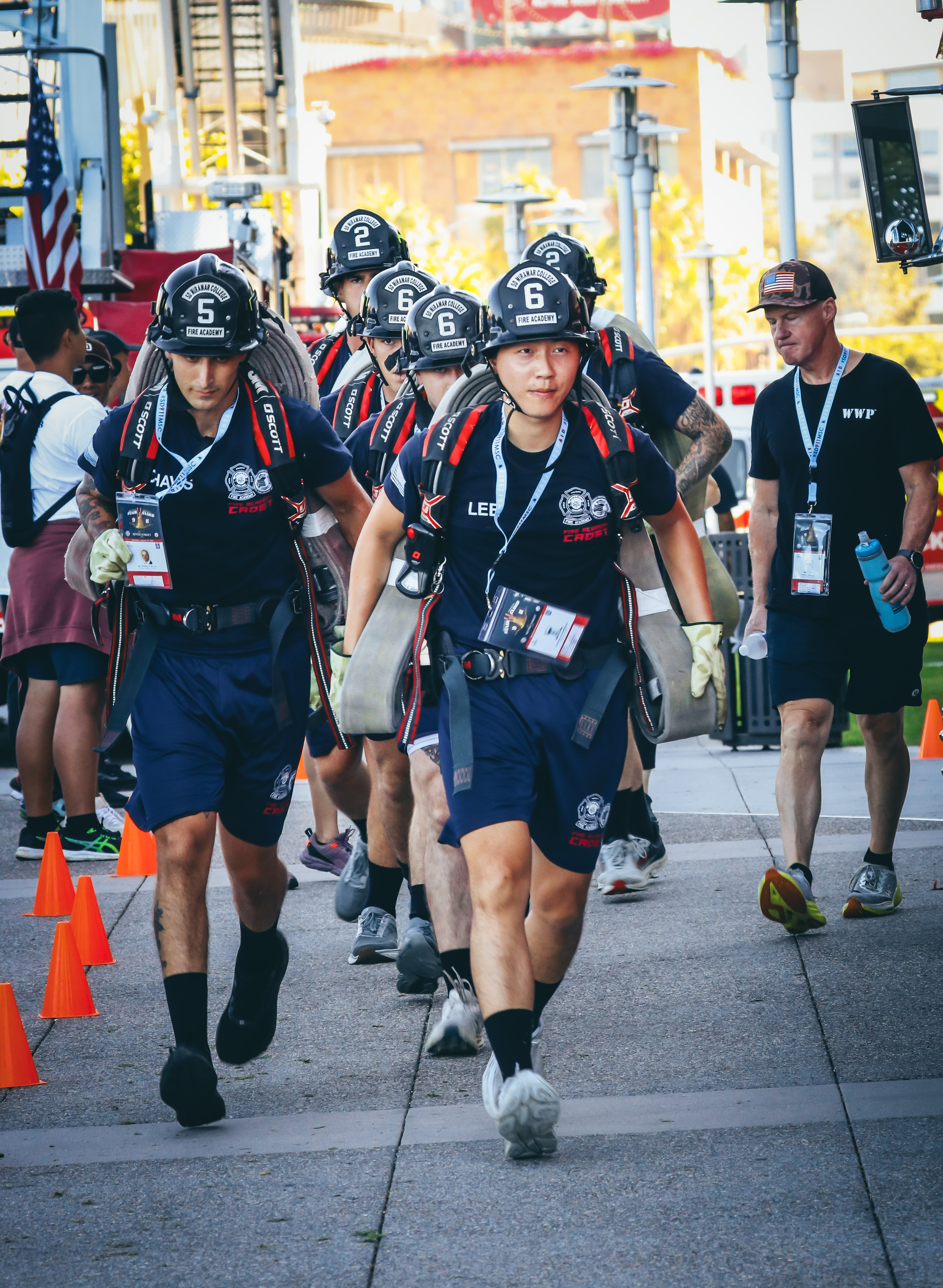 
Six cadets near the finish line.
