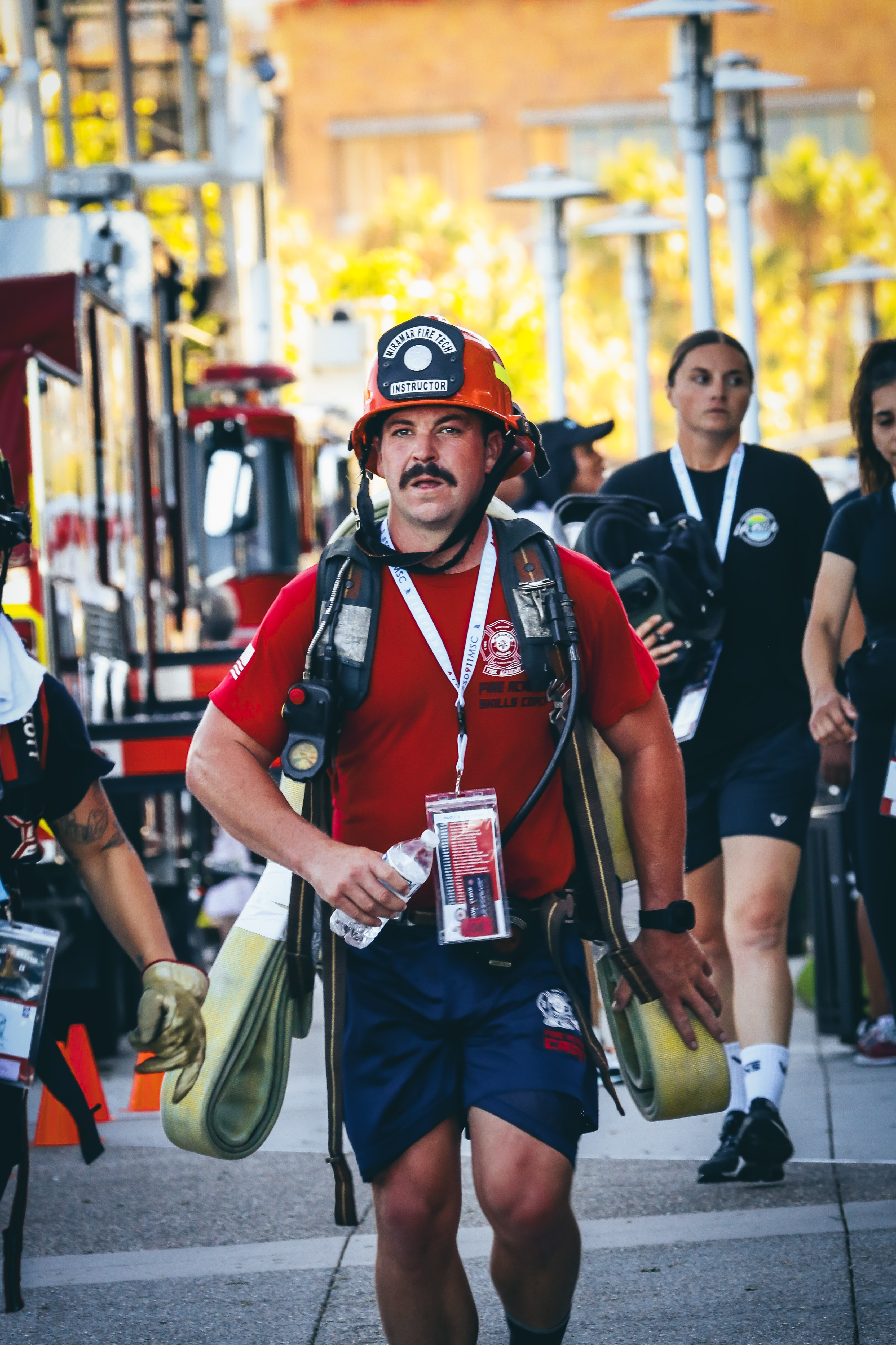 
A fire academy instructor nears the finish line.
