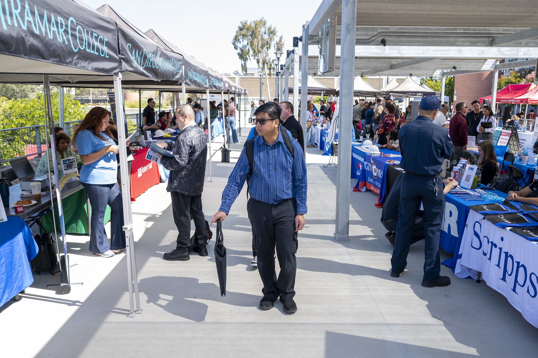 A row of booths at the career fair.