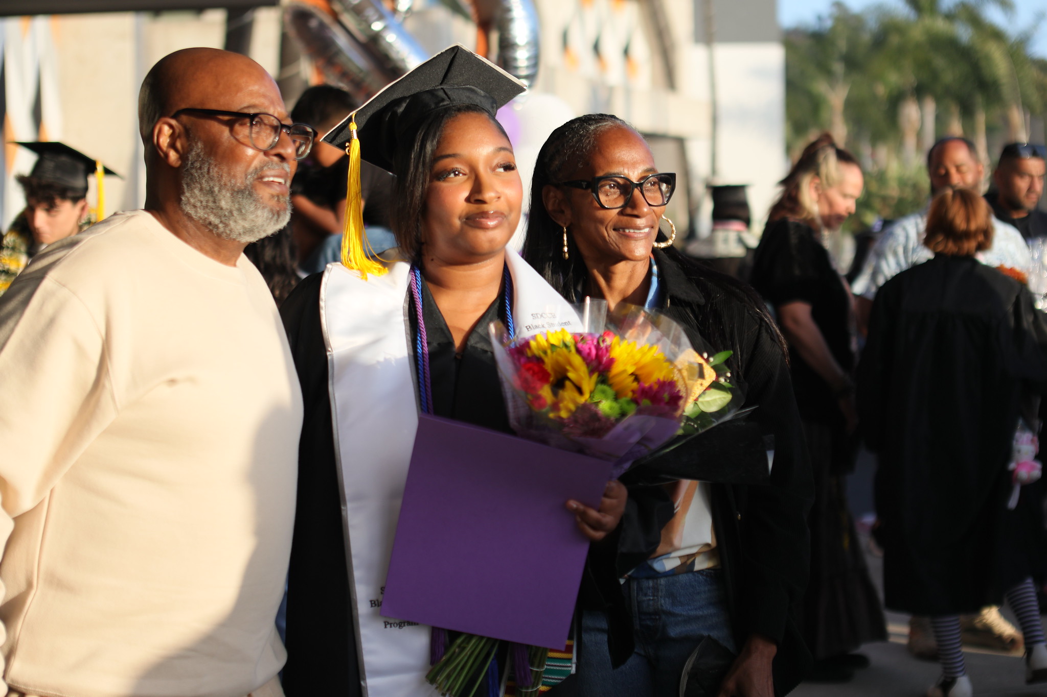 A graduate with her family.