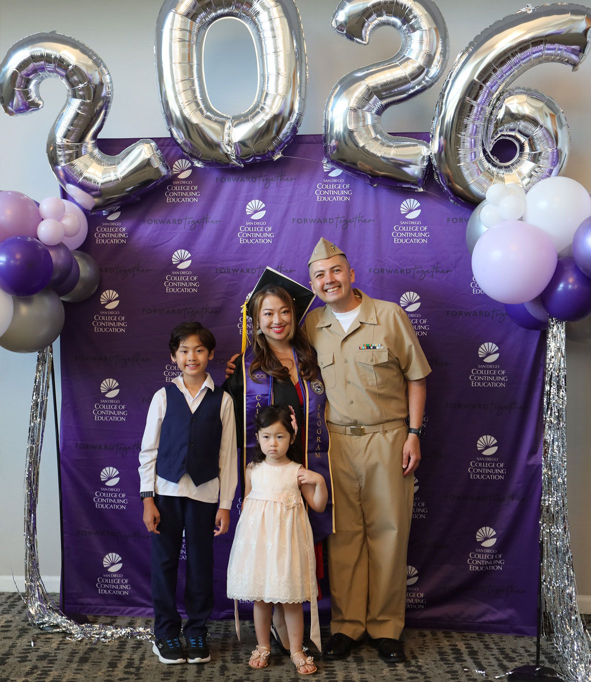 A graduate with her family.