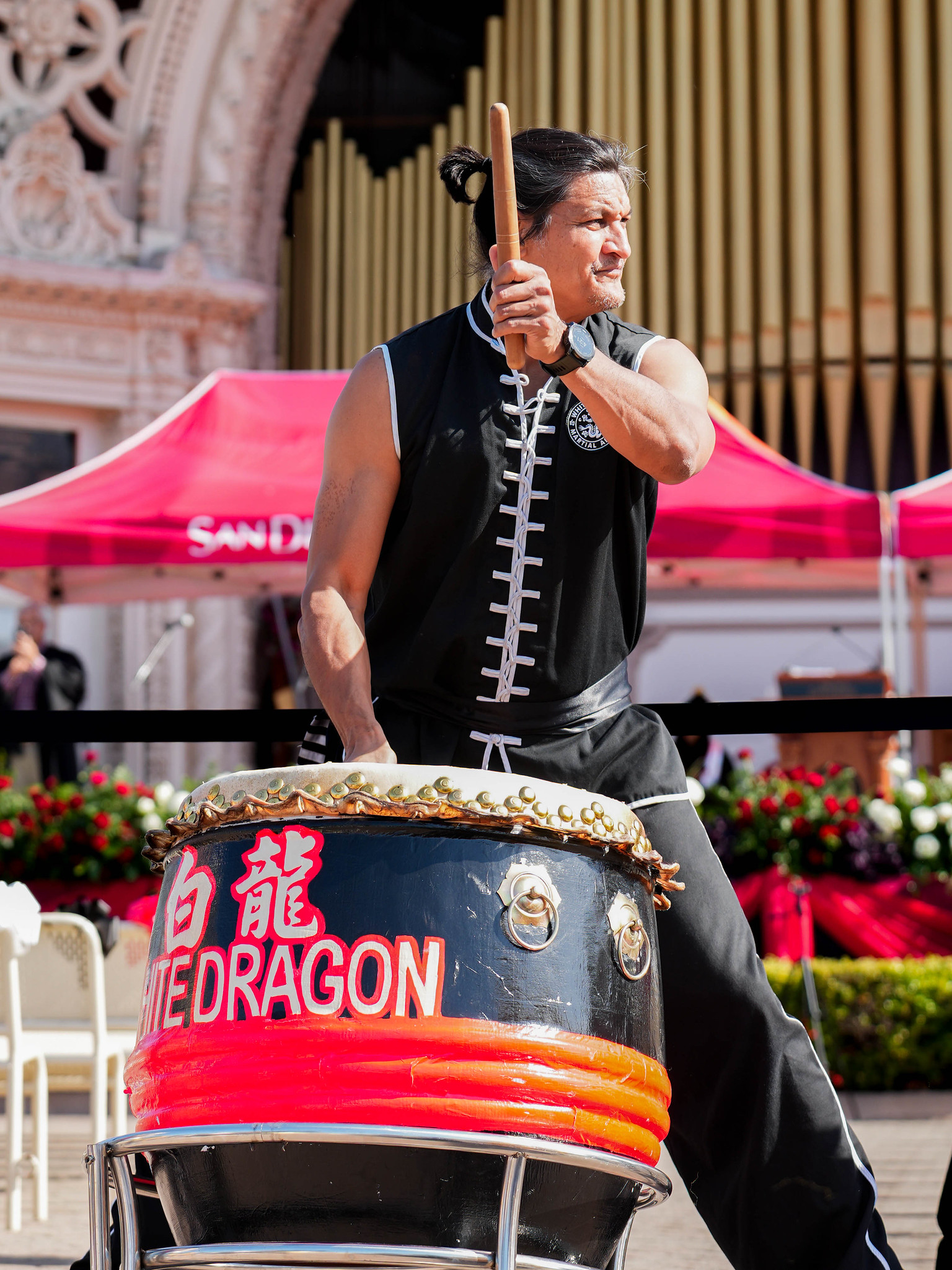 A drummer on stage during a performance at the ceremony.&nbsp;
