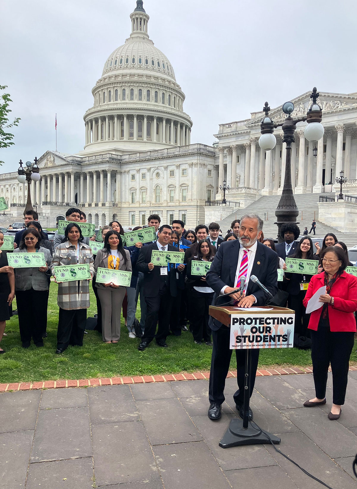 Rep. Juan Vargas speaks outside of the Capitol Building.